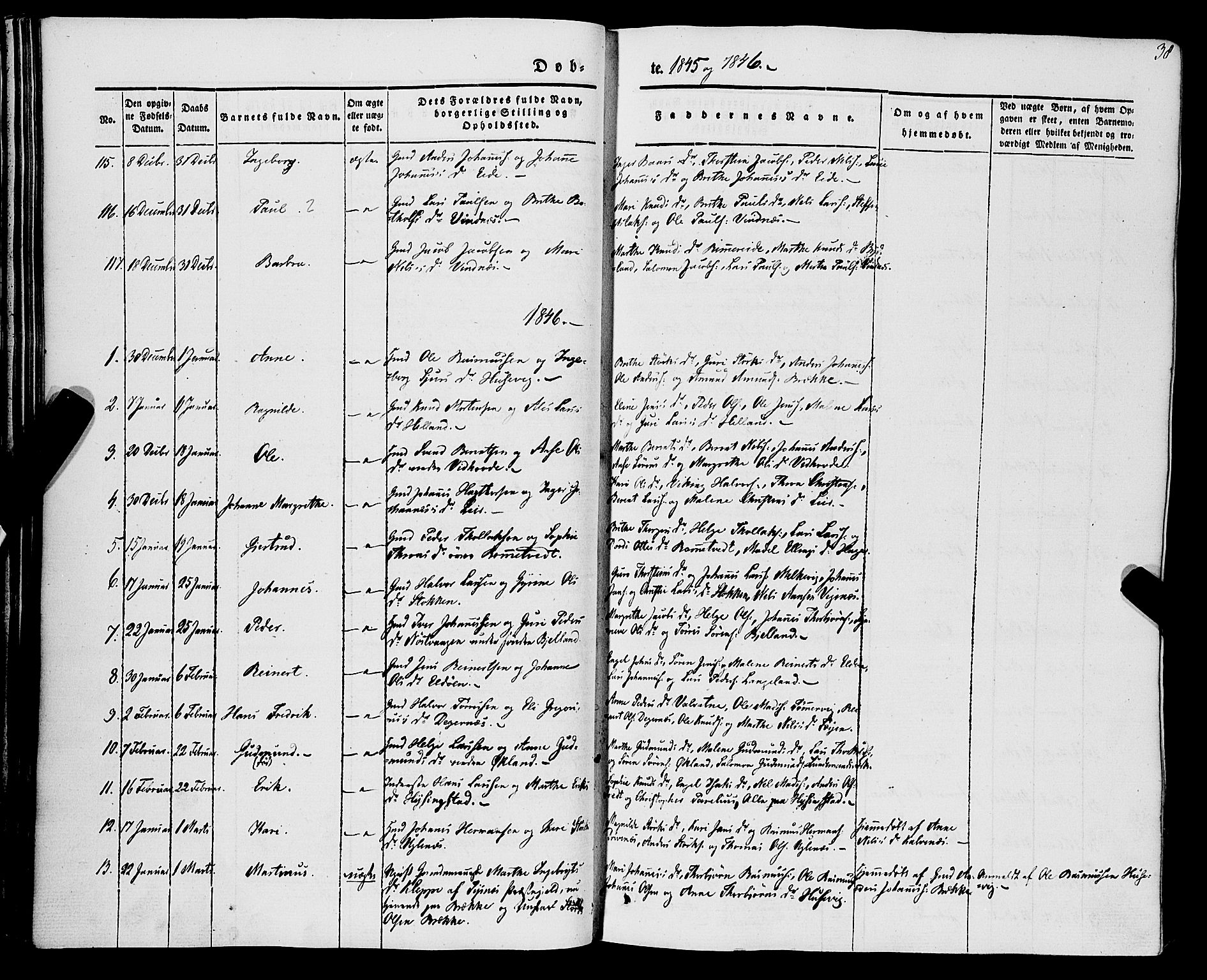 Stord sokneprestembete, SAB/A-78201/H/Haa: Parish register (official) no. A 7, 1841-1861, p. 38