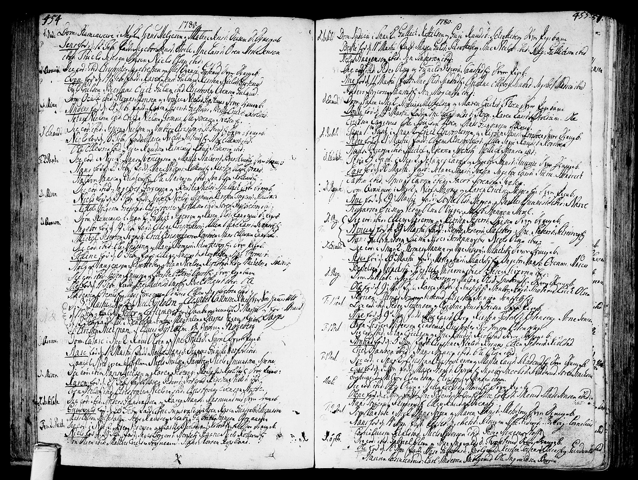 Modum kirkebøker, AV/SAKO-A-234/F/Fa/L0002: Parish register (official) no. 2, 1741-1782, p. 454-455