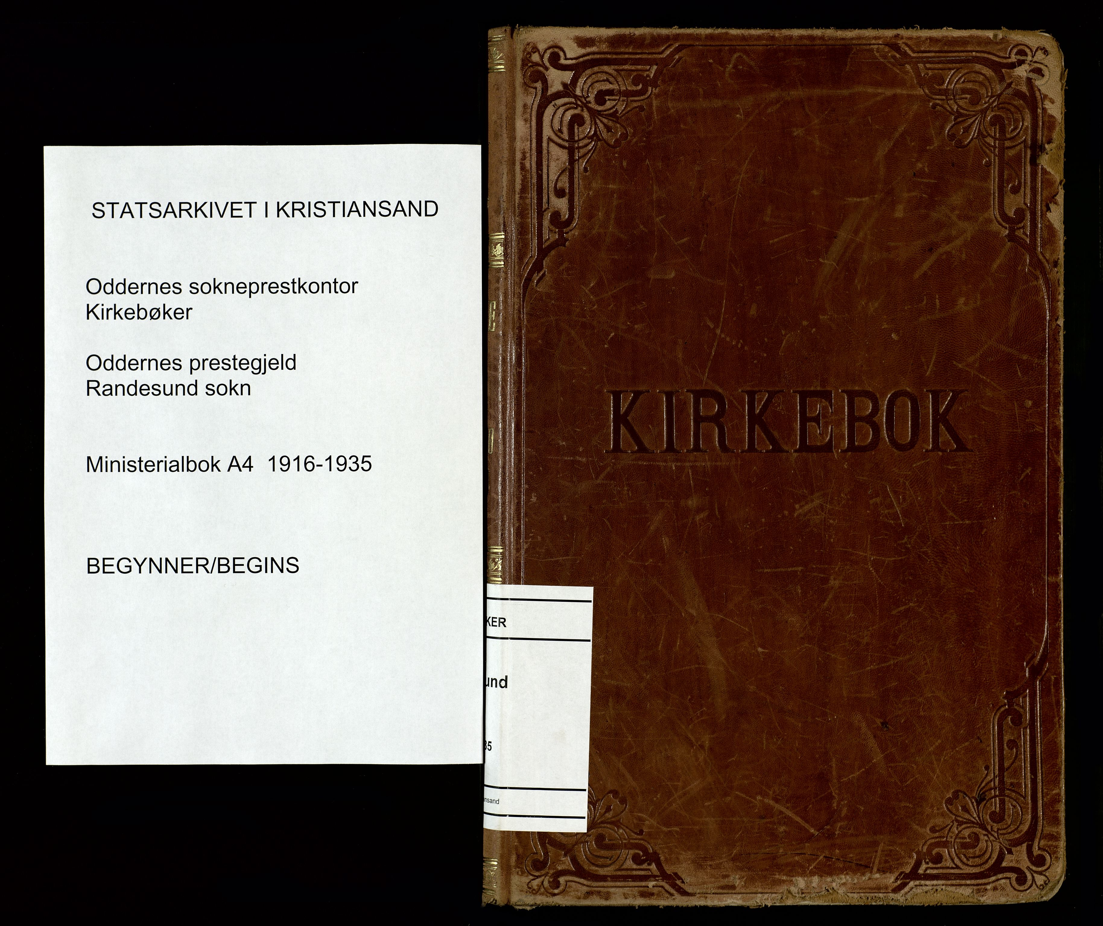 Oddernes sokneprestkontor, SAK/1111-0033/F/Fa/Fab/L0004: Parish register (official) no. A 4, 1916-1935