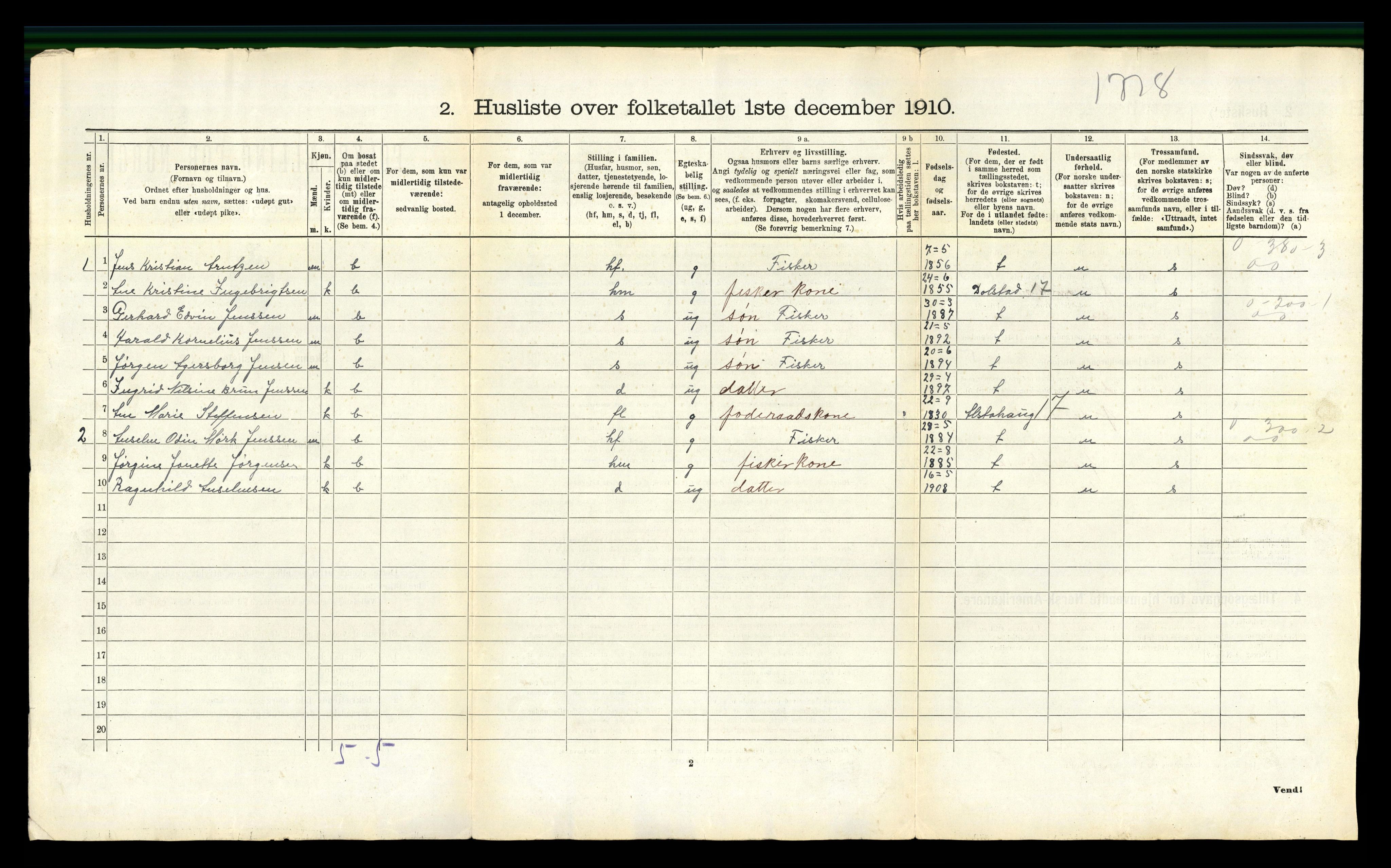 RA, 1910 census for Herøy, 1910, p. 98