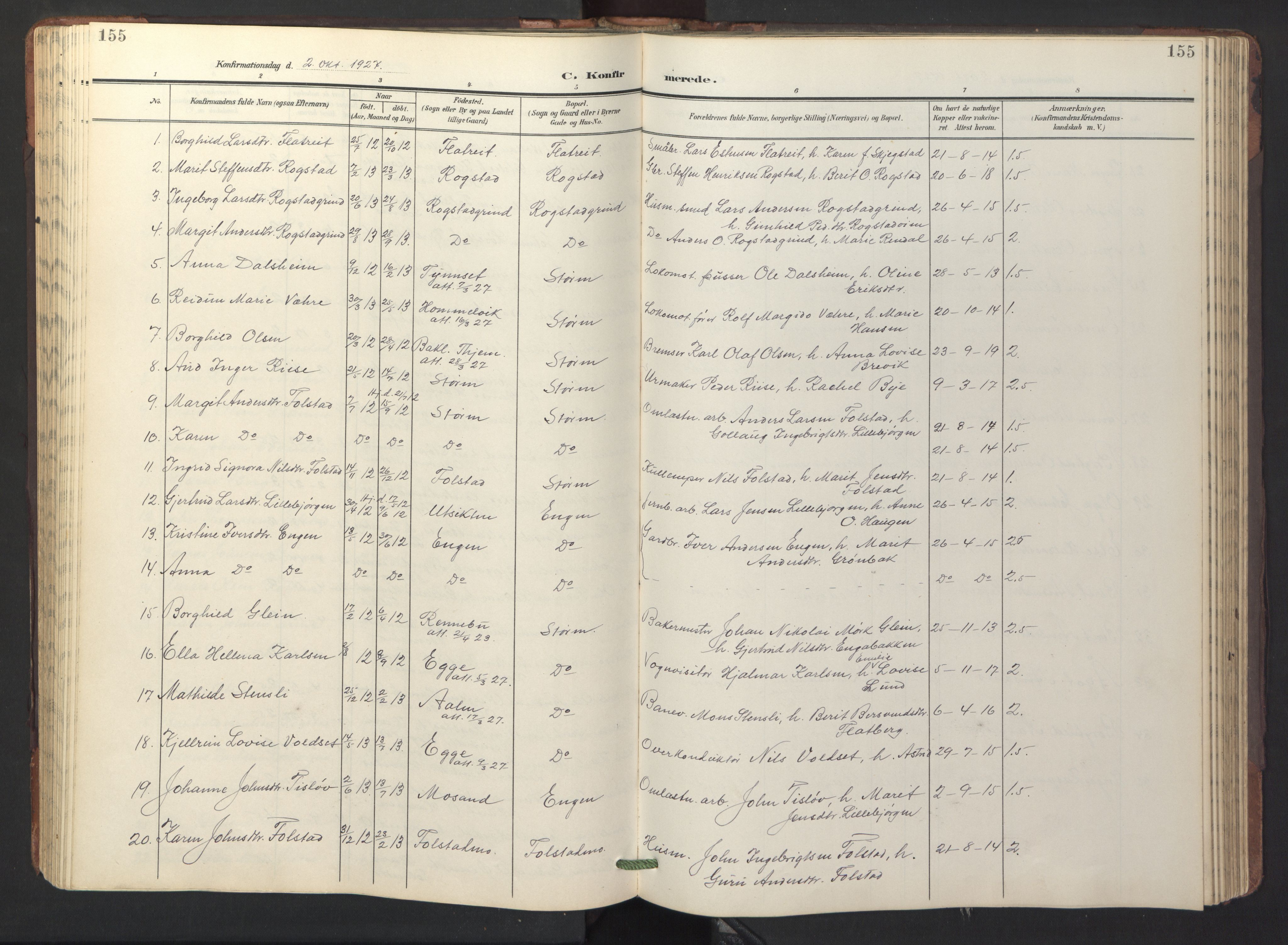 Ministerialprotokoller, klokkerbøker og fødselsregistre - Sør-Trøndelag, SAT/A-1456/687/L1019: Parish register (copy) no. 687C03, 1904-1931, p. 155