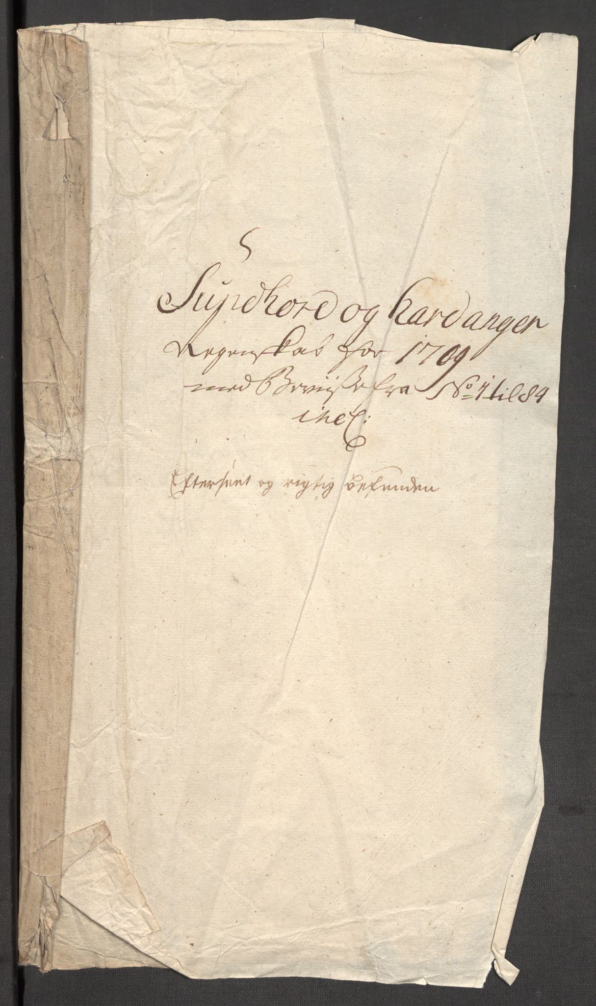 Rentekammeret inntil 1814, Reviderte regnskaper, Fogderegnskap, AV/RA-EA-4092/R48/L2986: Fogderegnskap Sunnhordland og Hardanger, 1709-1710, p. 3