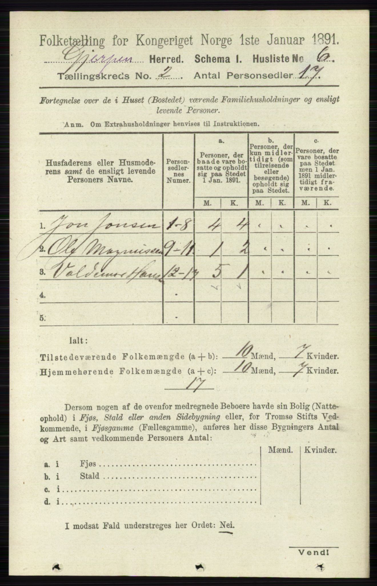 RA, 1891 census for 0812 Gjerpen, 1891, p. 652