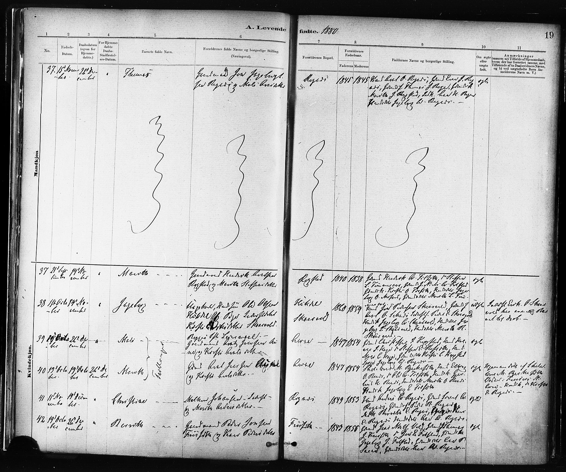 Ministerialprotokoller, klokkerbøker og fødselsregistre - Sør-Trøndelag, SAT/A-1456/687/L1002: Parish register (official) no. 687A08, 1878-1890, p. 19