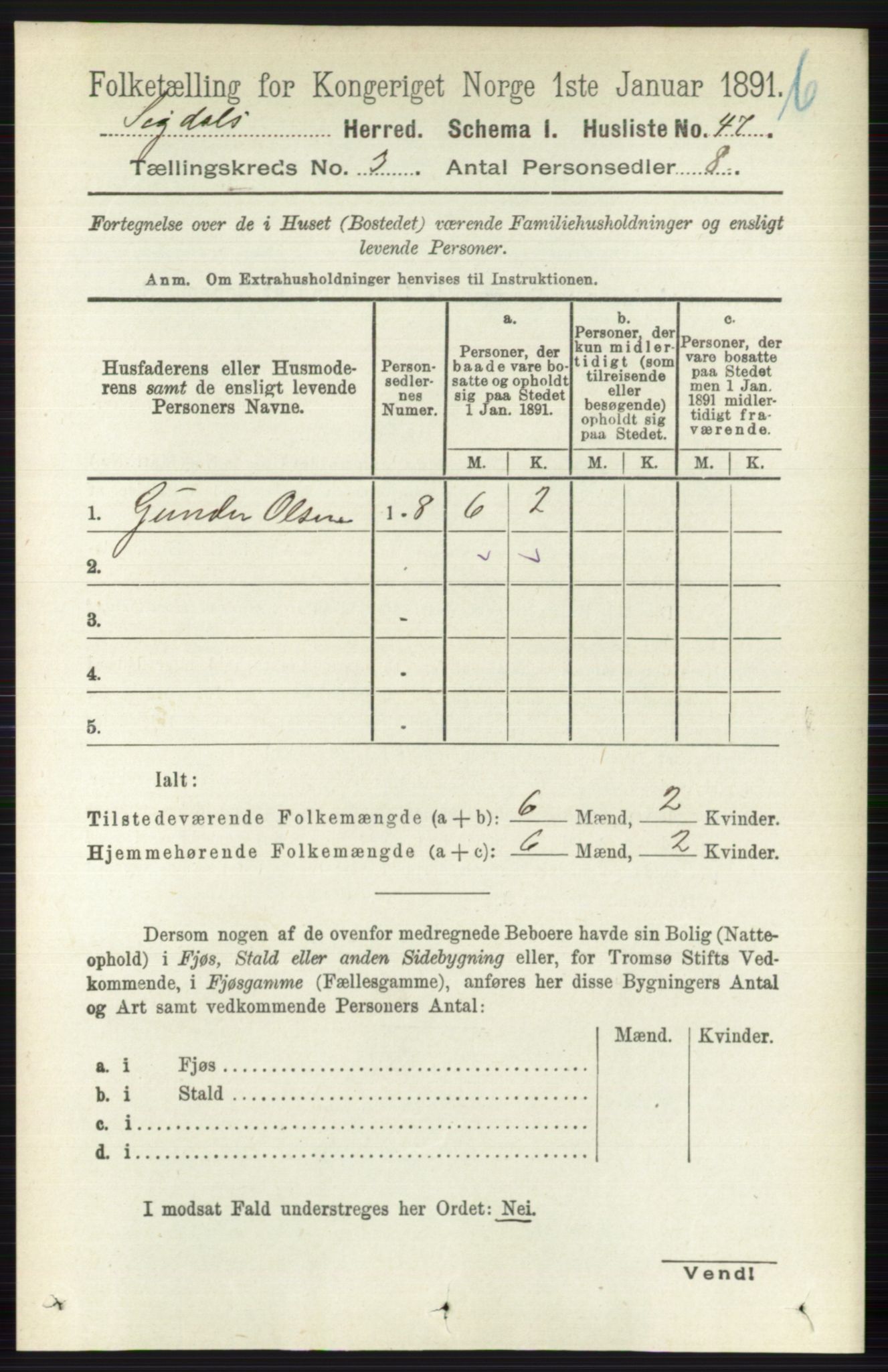 RA, 1891 census for 0621 Sigdal, 1891, p. 4293