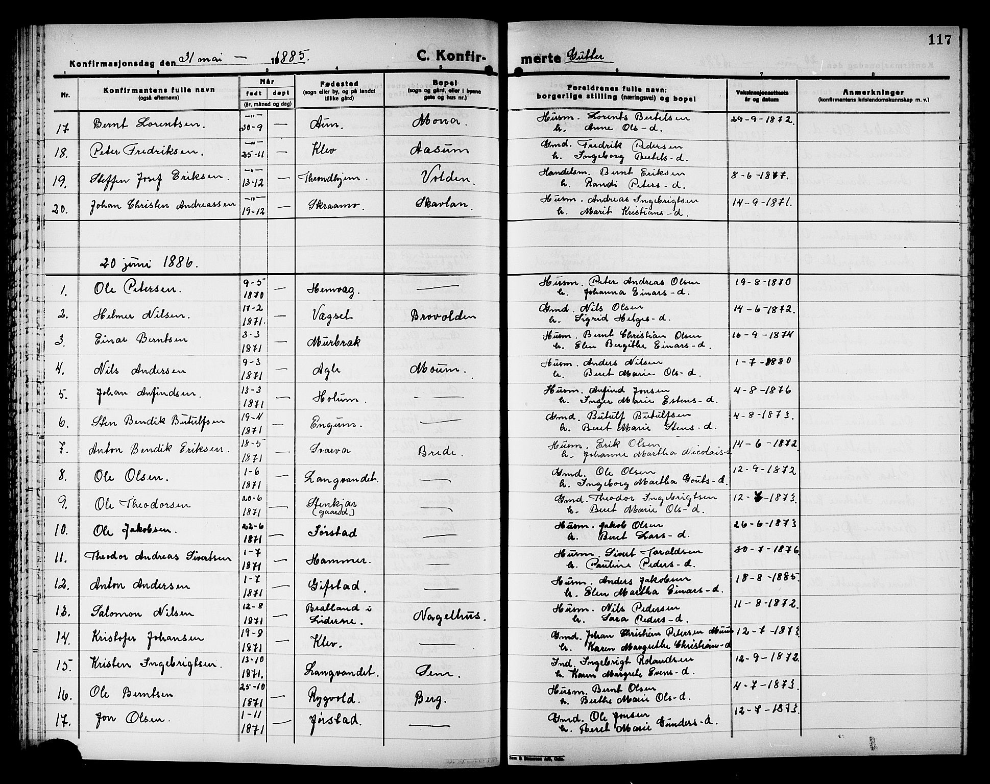 Ministerialprotokoller, klokkerbøker og fødselsregistre - Nord-Trøndelag, SAT/A-1458/749/L0486: Parish register (official) no. 749D02, 1873-1887, p. 117