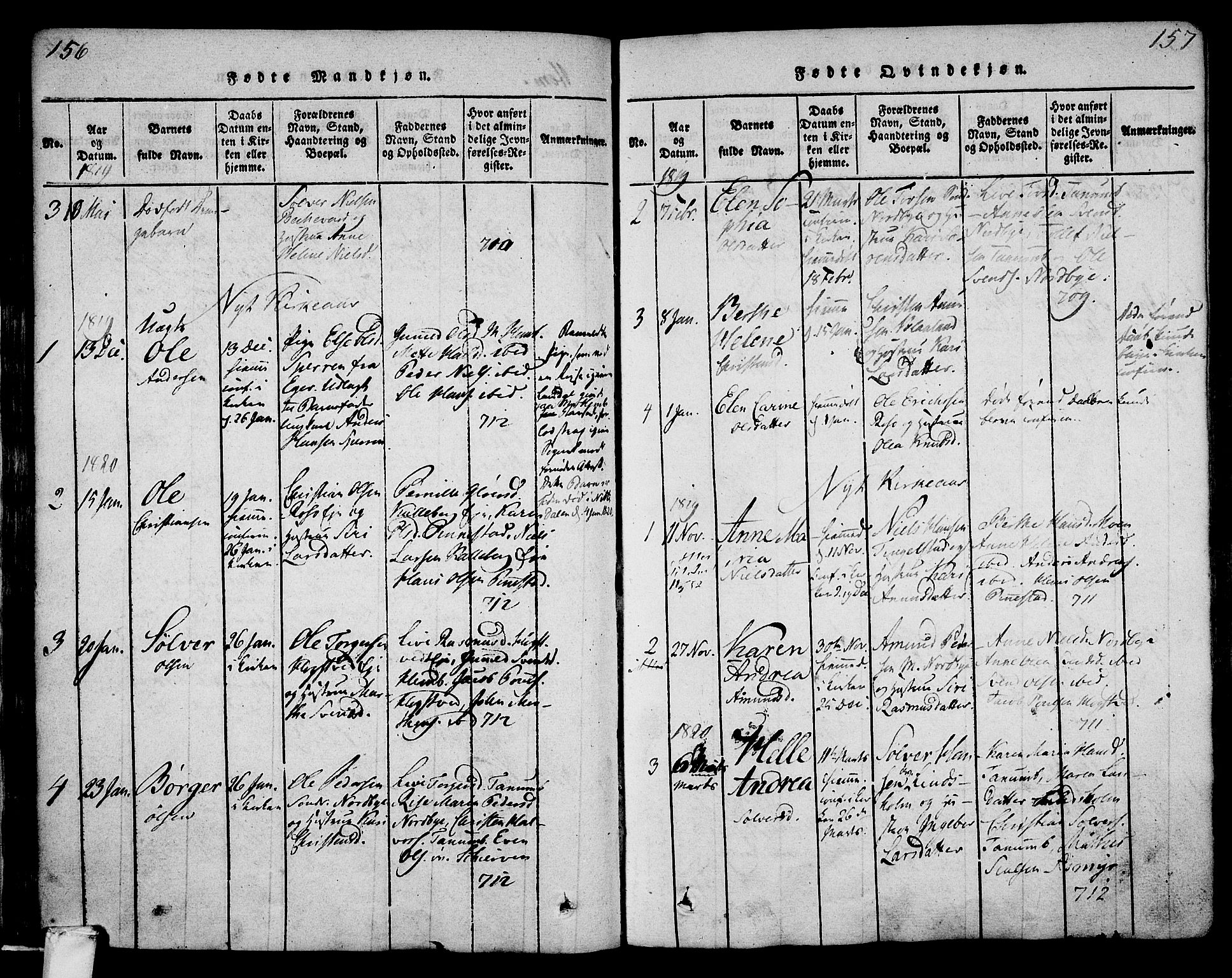 Lardal kirkebøker, AV/SAKO-A-350/F/Fa/L0005: Parish register (official) no. I 5, 1814-1835, p. 156-157