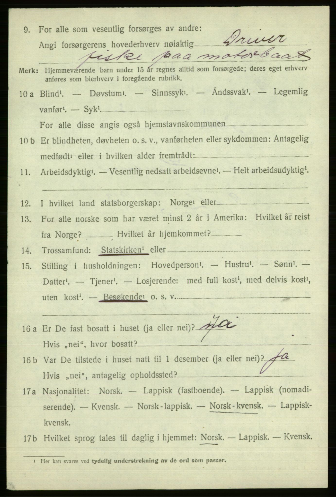 SATØ, 1920 census for Alta, 1920, p. 2270