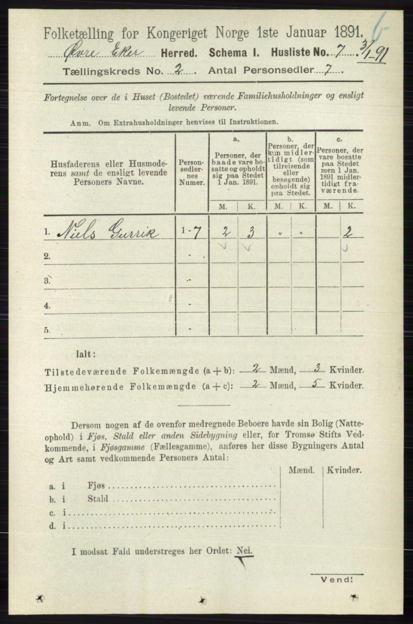 RA, 1891 census for 0624 Øvre Eiker, 1891, p. 8385