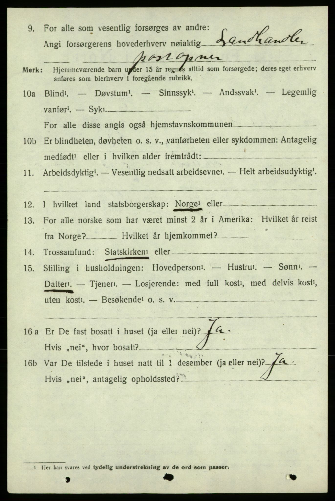 SAB, 1920 census for Strandebarm, 1920, p. 3457