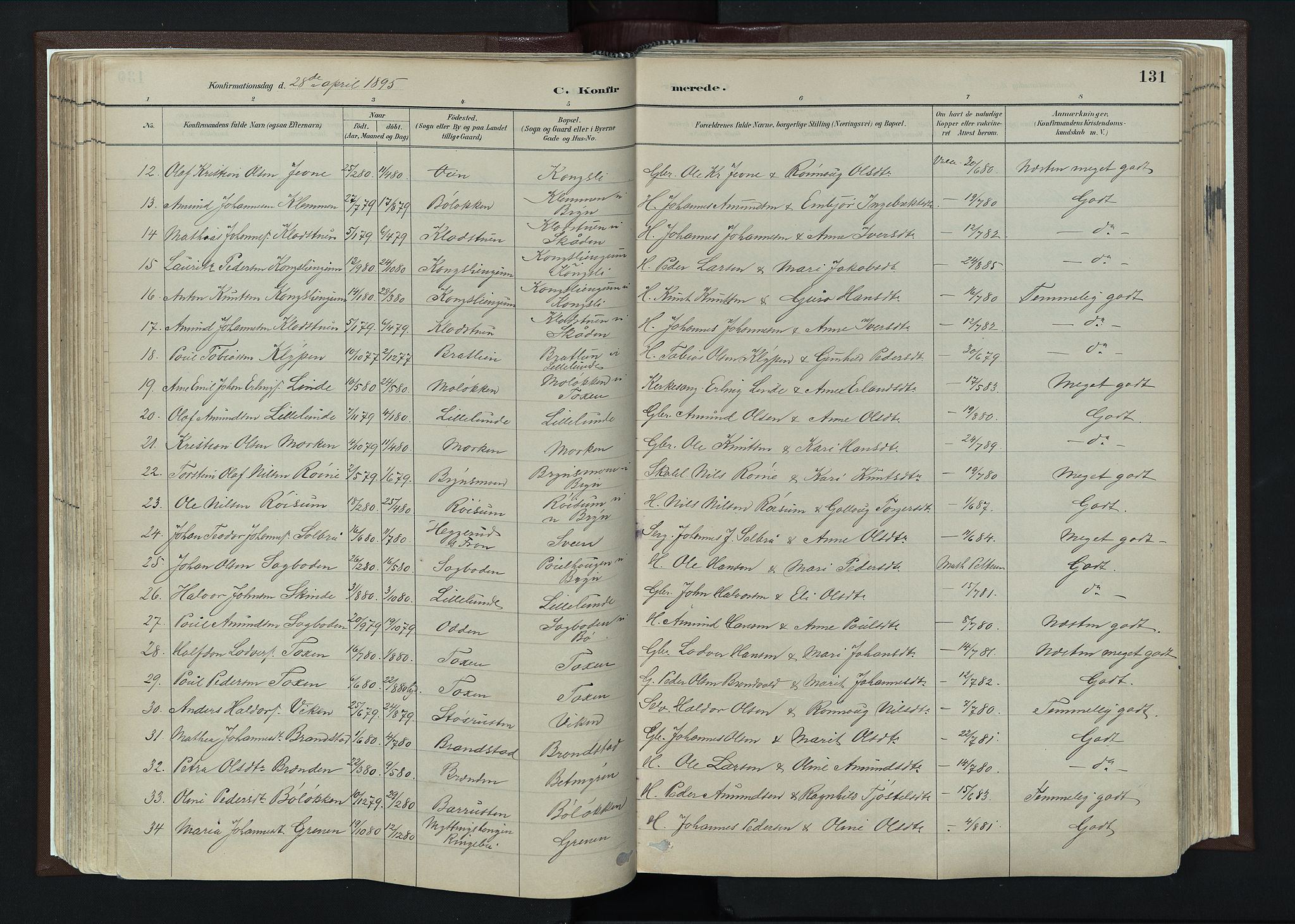 Nord-Fron prestekontor, SAH/PREST-080/H/Ha/Haa/L0004: Parish register (official) no. 4, 1884-1914, p. 131