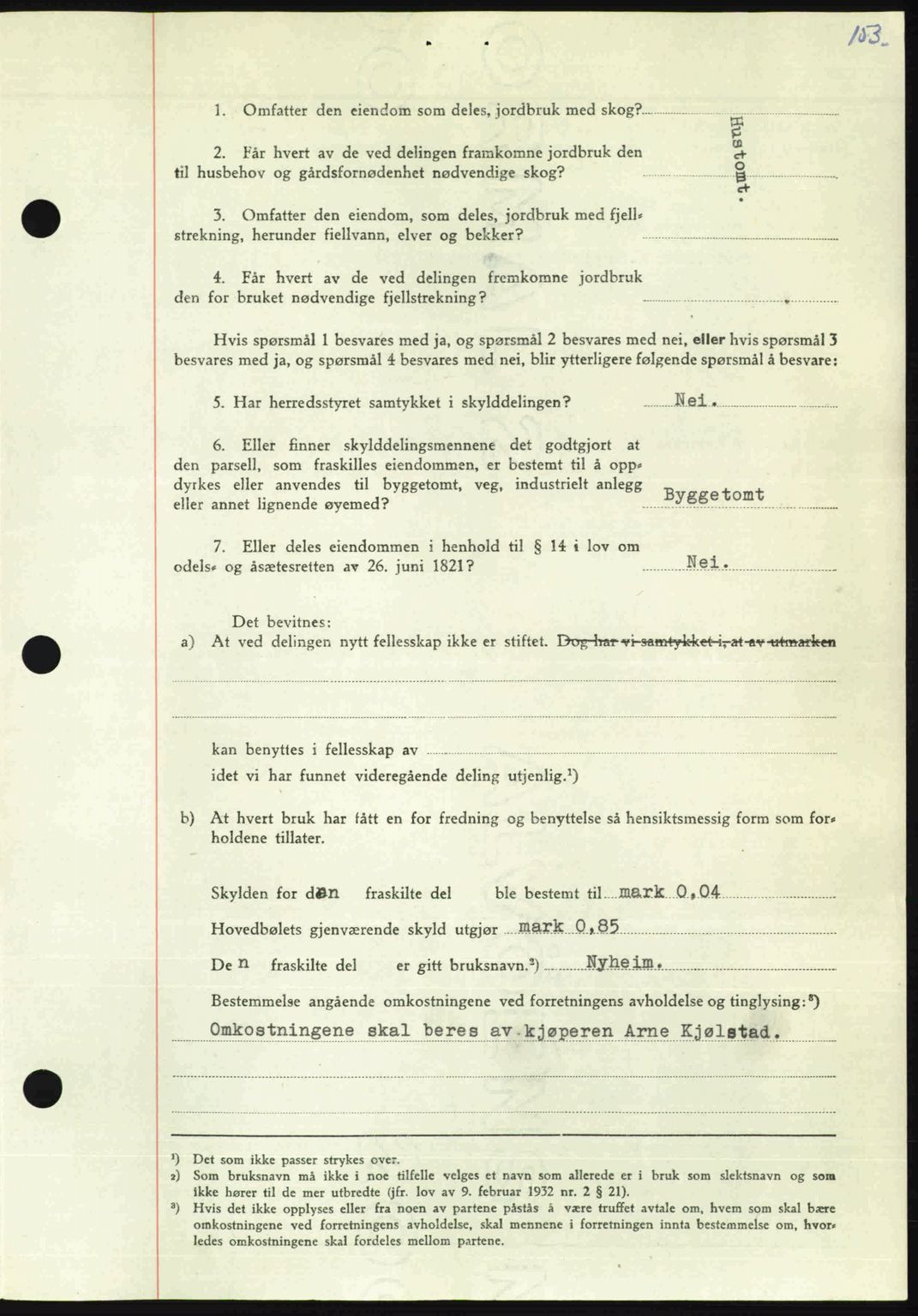 Nordmøre sorenskriveri, AV/SAT-A-4132/1/2/2Ca: Mortgage book no. A105, 1947-1947, Diary no: : 1389/1947