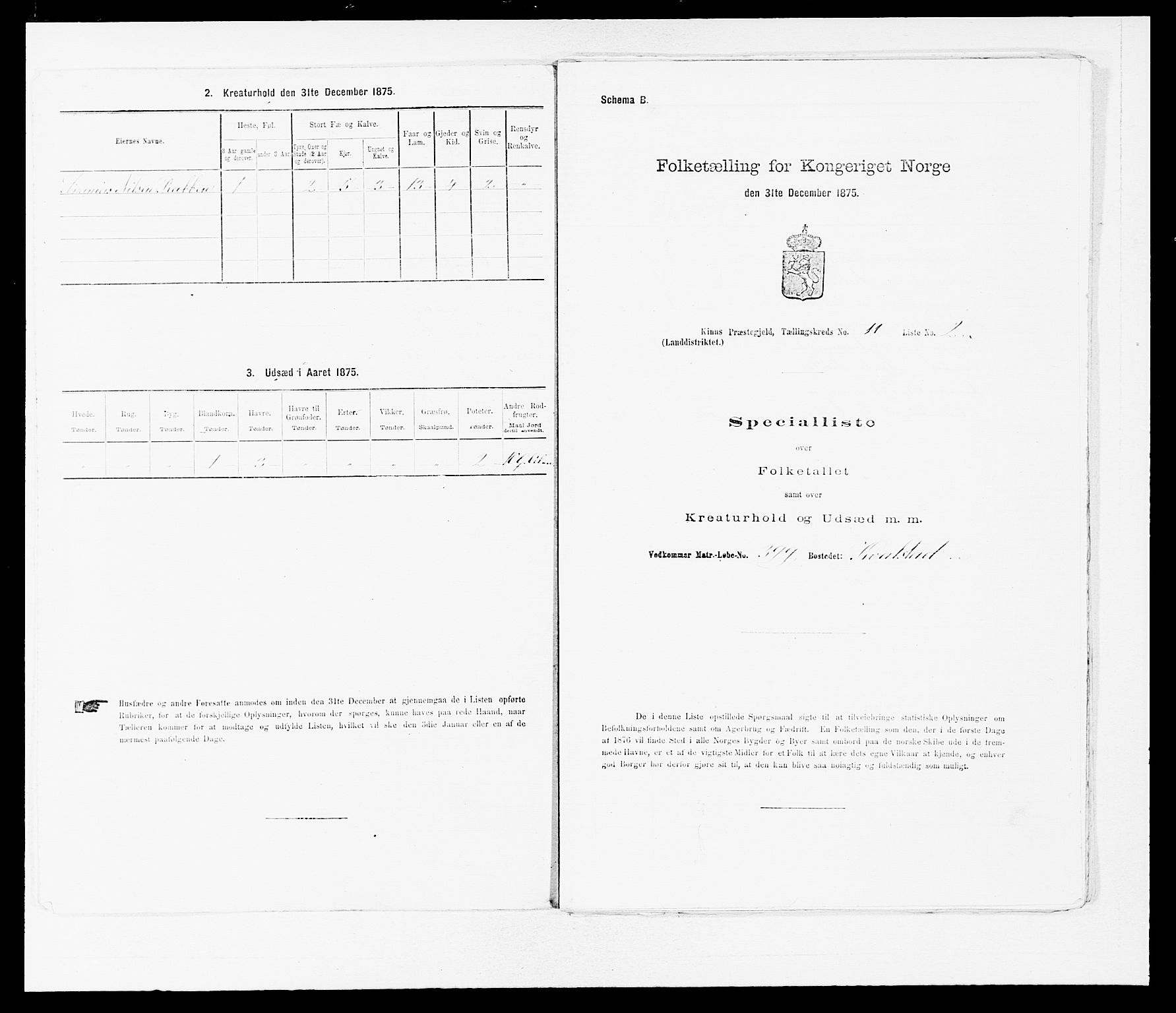 SAB, 1875 census for 1437L Kinn/Kinn og Svanøy, 1875, p. 1155