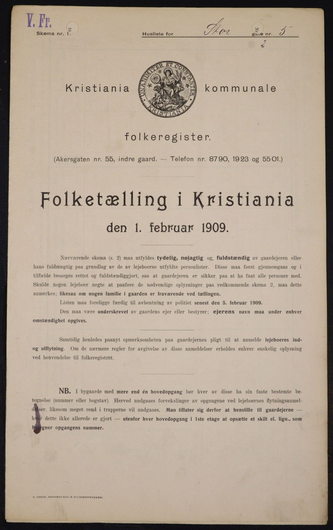 OBA, Municipal Census 1909 for Kristiania, 1909, p. 93022