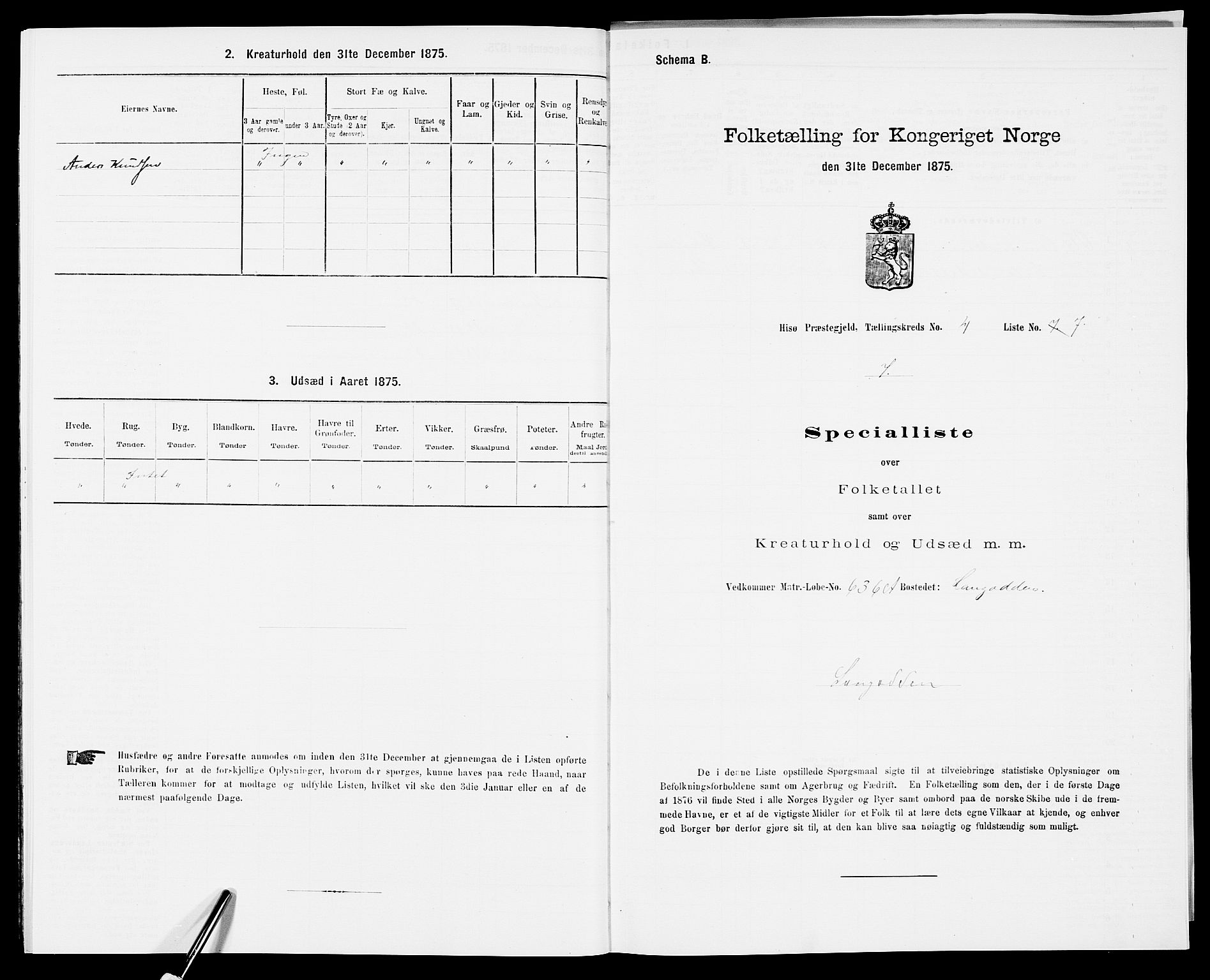 SAK, 1875 census for 0922P Hisøy, 1875, p. 735