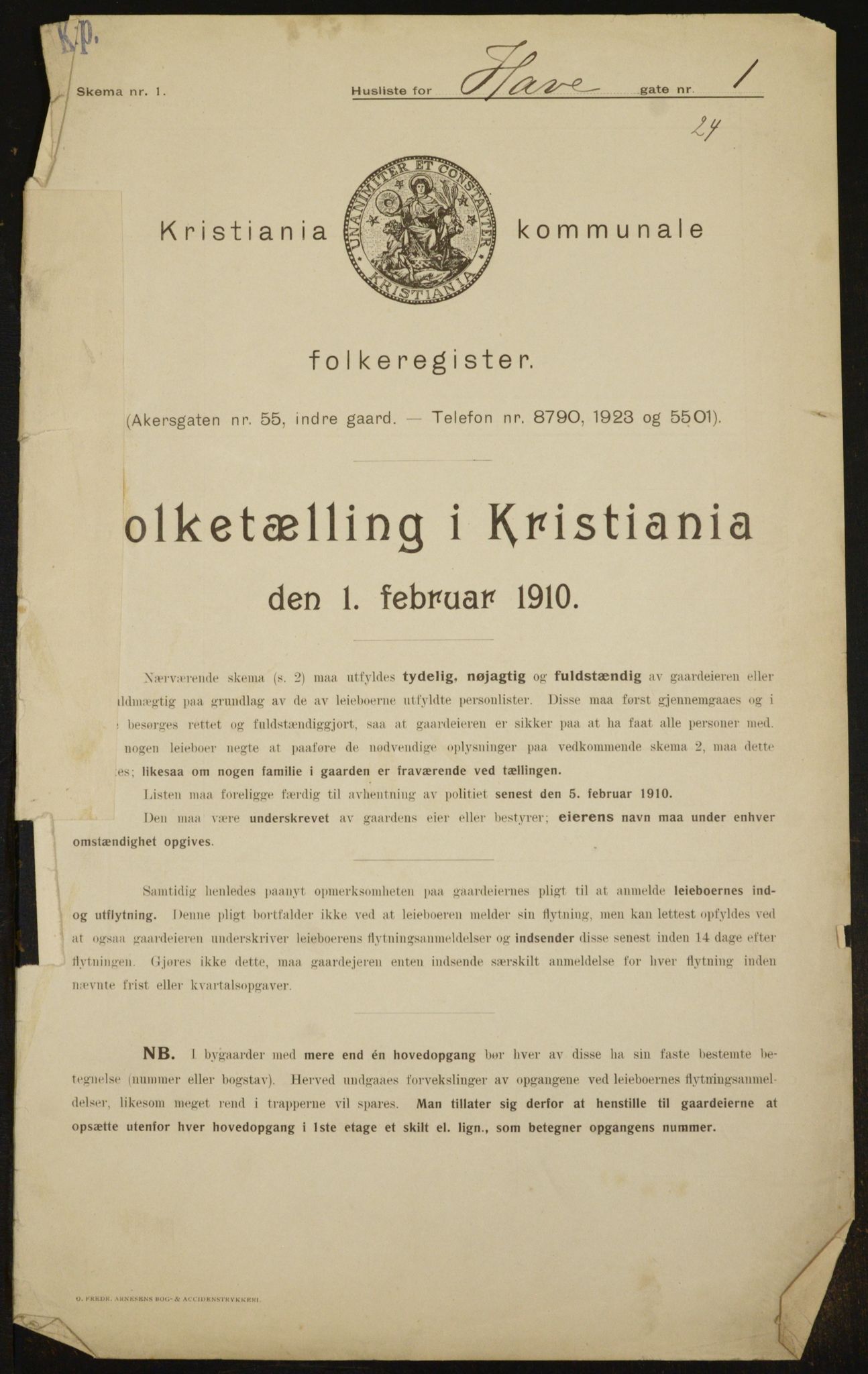 OBA, Municipal Census 1910 for Kristiania, 1910, p. 33689