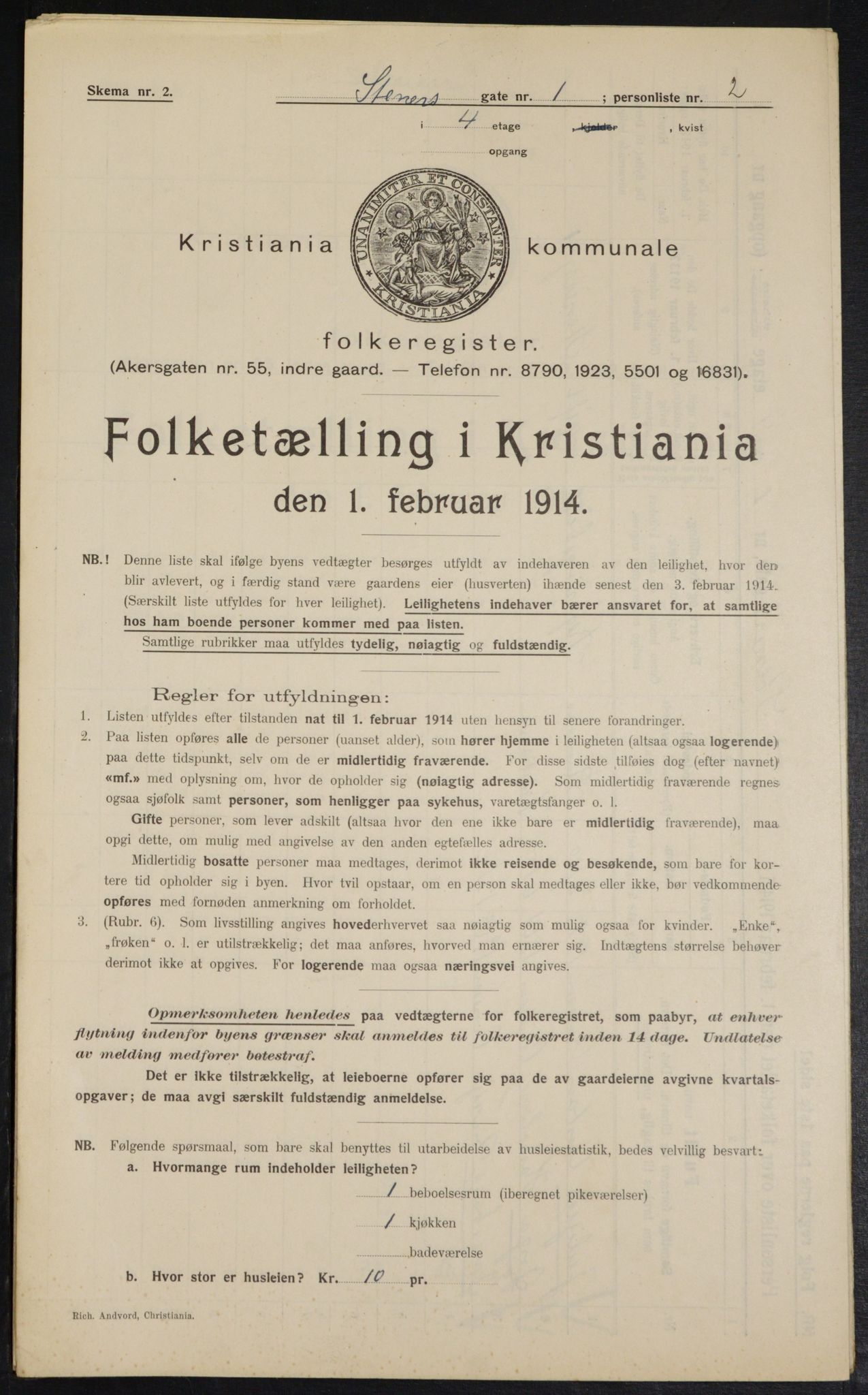 OBA, Municipal Census 1914 for Kristiania, 1914, p. 101394