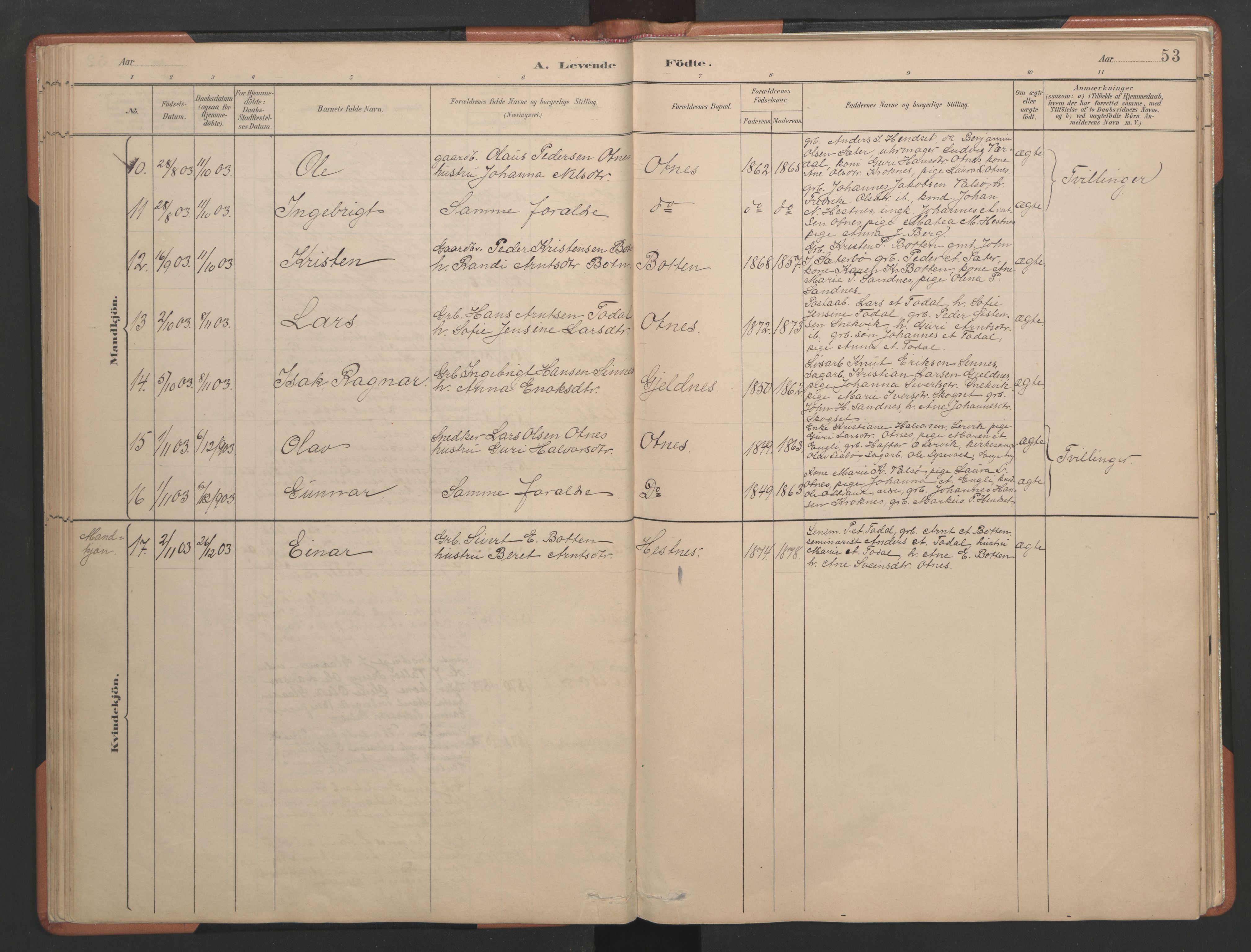 Ministerialprotokoller, klokkerbøker og fødselsregistre - Møre og Romsdal, AV/SAT-A-1454/580/L0926: Parish register (copy) no. 580C01, 1882-1903, p. 53