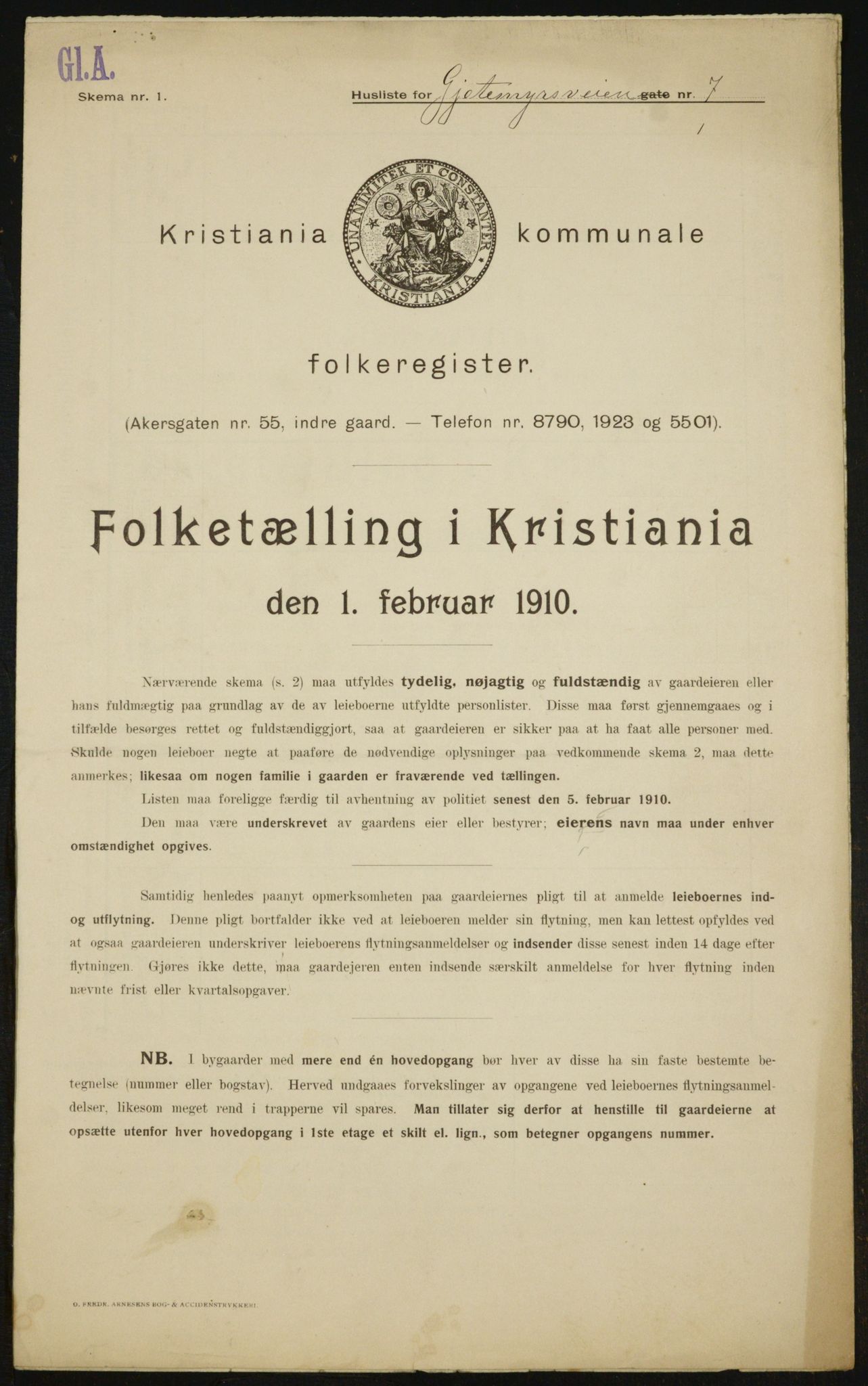 OBA, Municipal Census 1910 for Kristiania, 1910, p. 27324