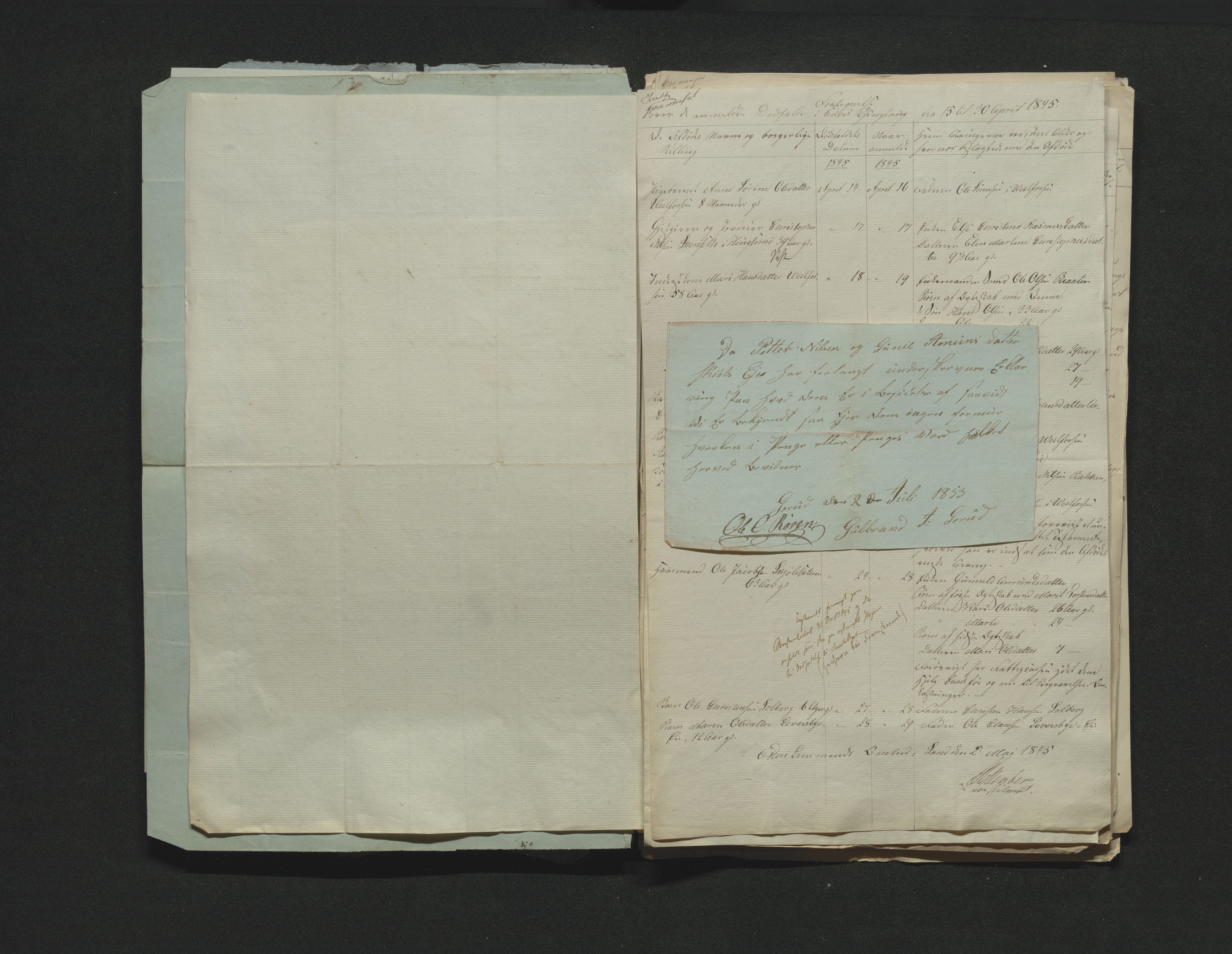 Eiker, Modum og Sigdal sorenskriveri, AV/SAKO-A-123/H/Ha/Hab/L0006: Dødsfallsmeldinger, 1841-1845