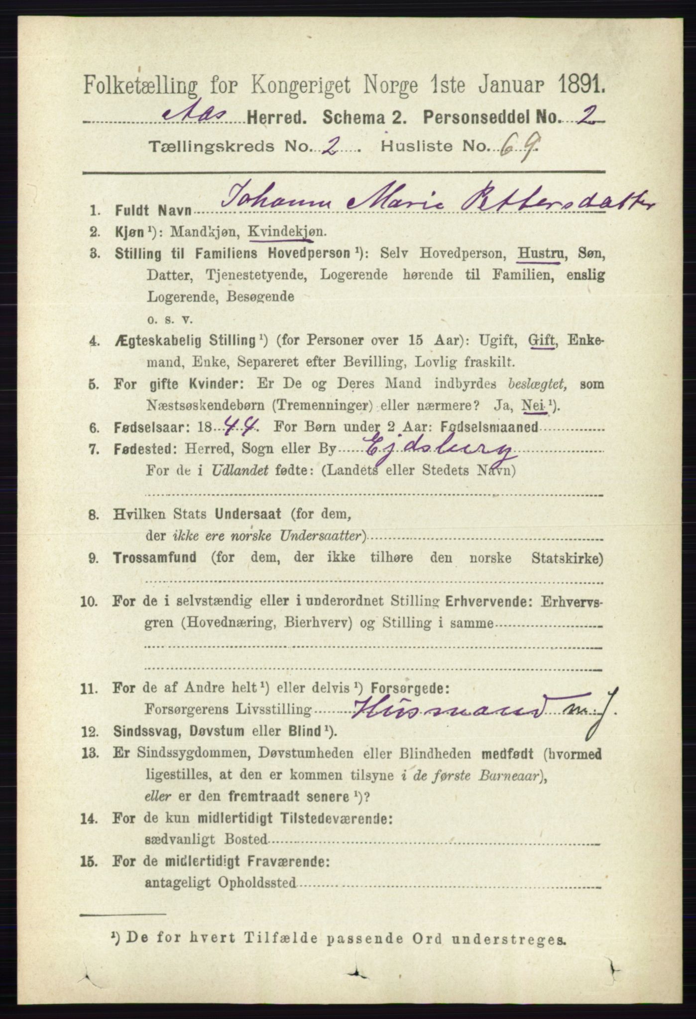 RA, 1891 census for 0214 Ås, 1891, p. 2017