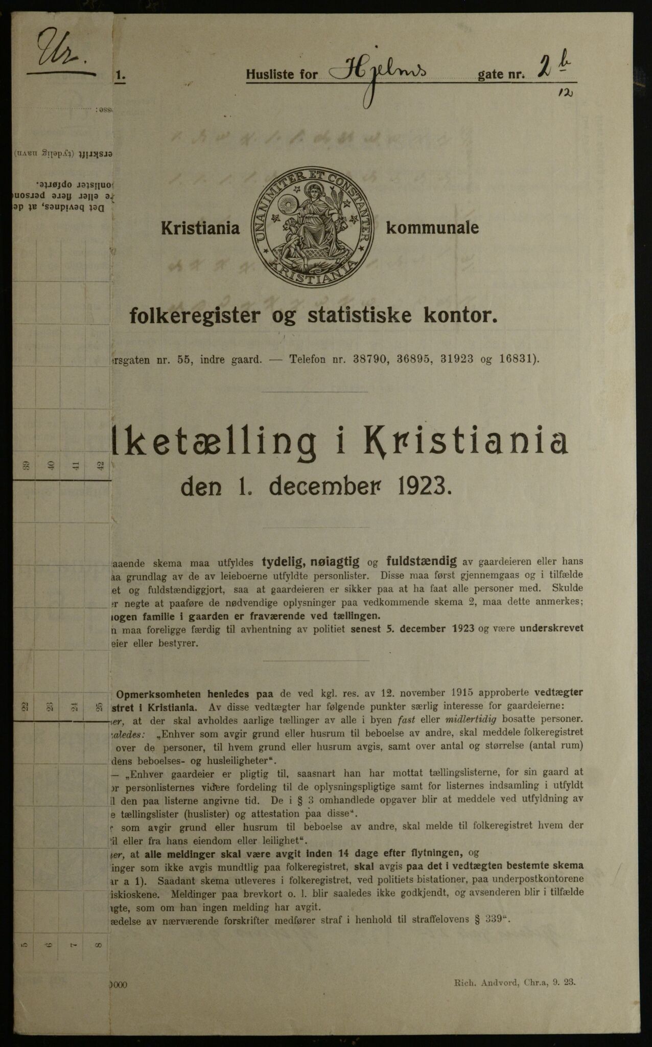 OBA, Municipal Census 1923 for Kristiania, 1923, p. 44983