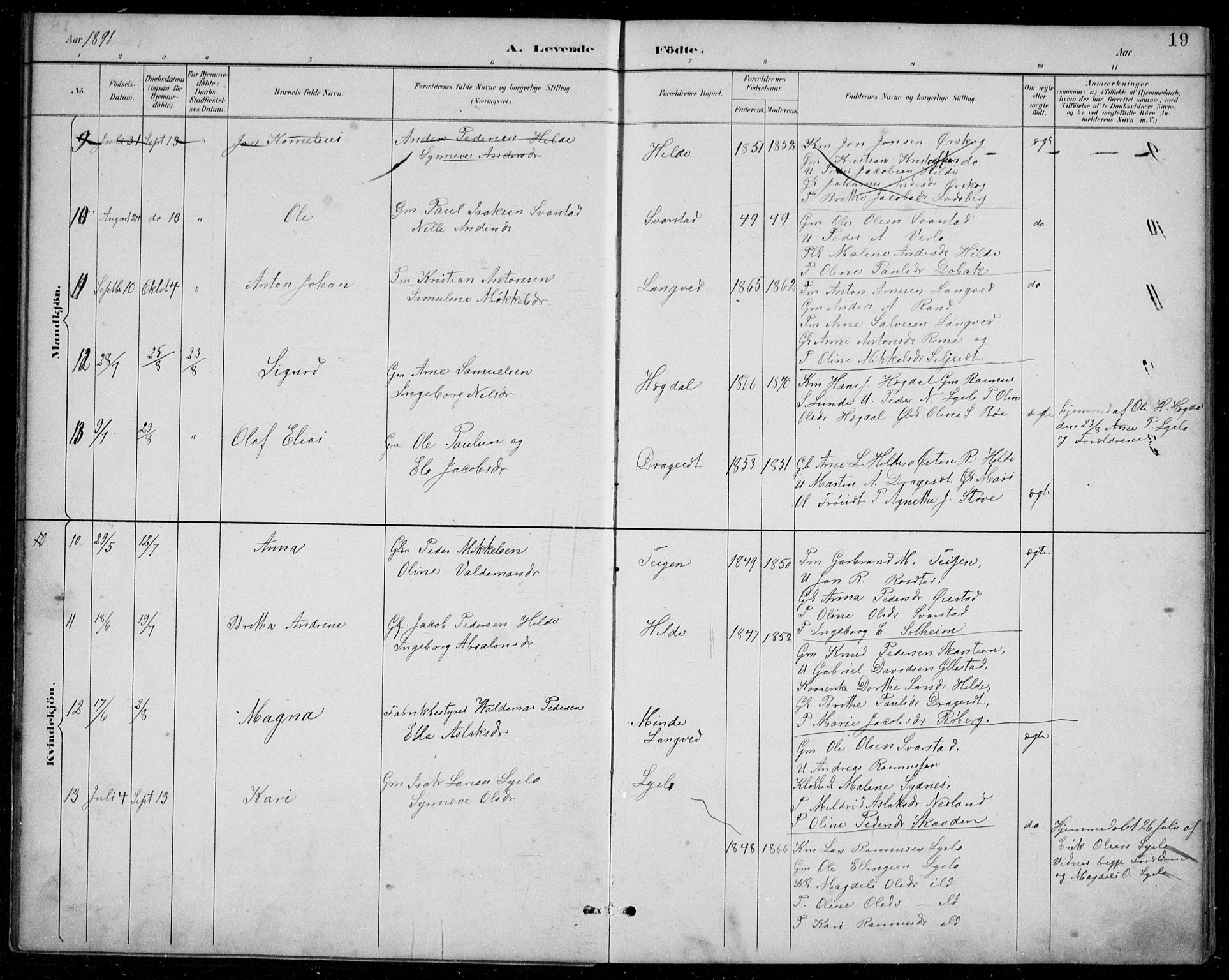 Innvik sokneprestembete, SAB/A-80501: Parish register (copy) no. A 3, 1886-1912, p. 19