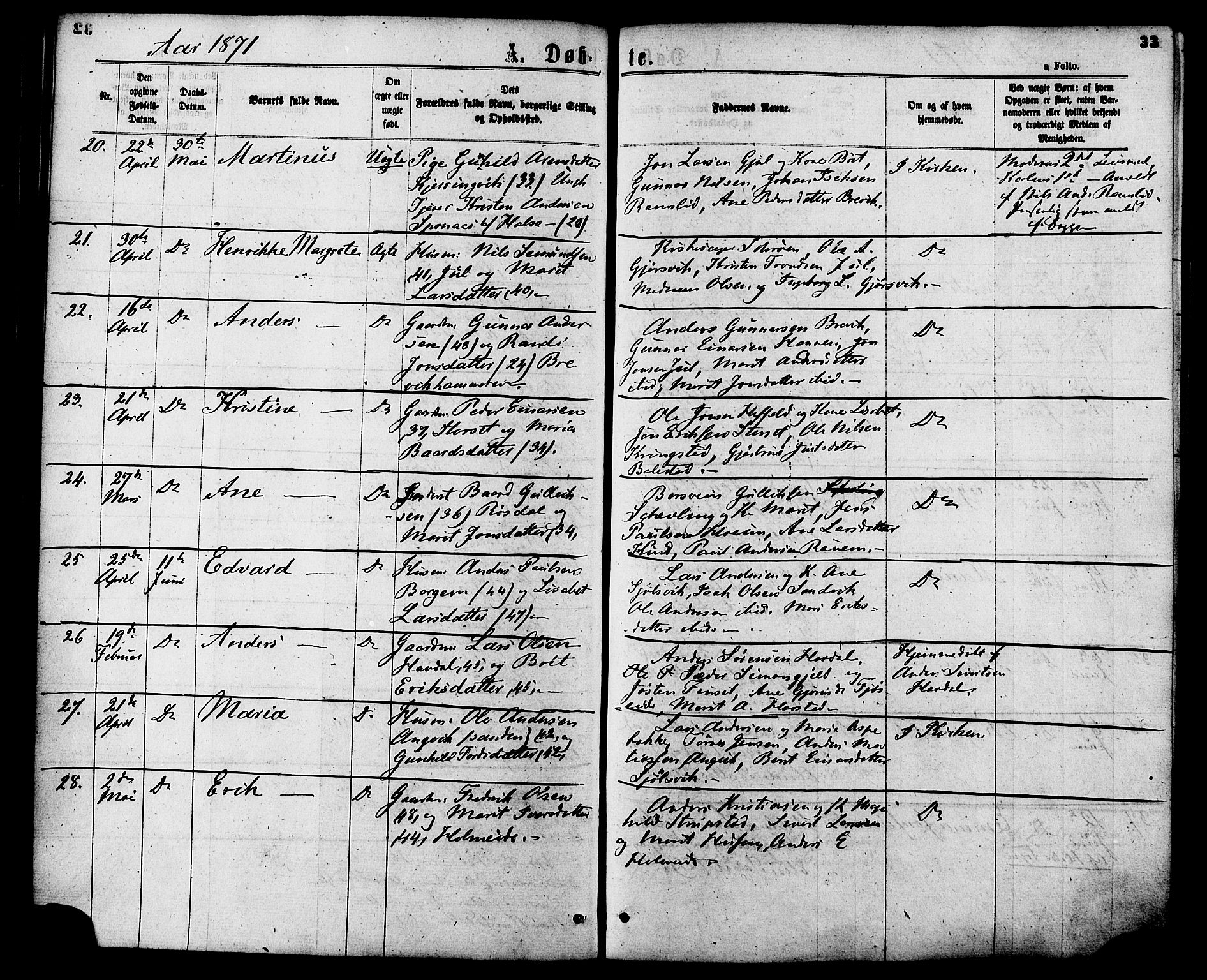 Ministerialprotokoller, klokkerbøker og fødselsregistre - Møre og Romsdal, AV/SAT-A-1454/586/L0986: Parish register (official) no. 586A12, 1867-1878, p. 33