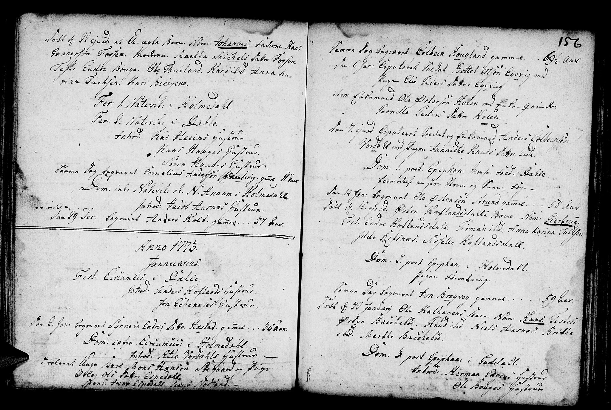 Fjaler sokneprestembete, SAB/A-79801/H/Haa/Haaa/L0001: Parish register (official) no. A 1, 1755-1778, p. 156