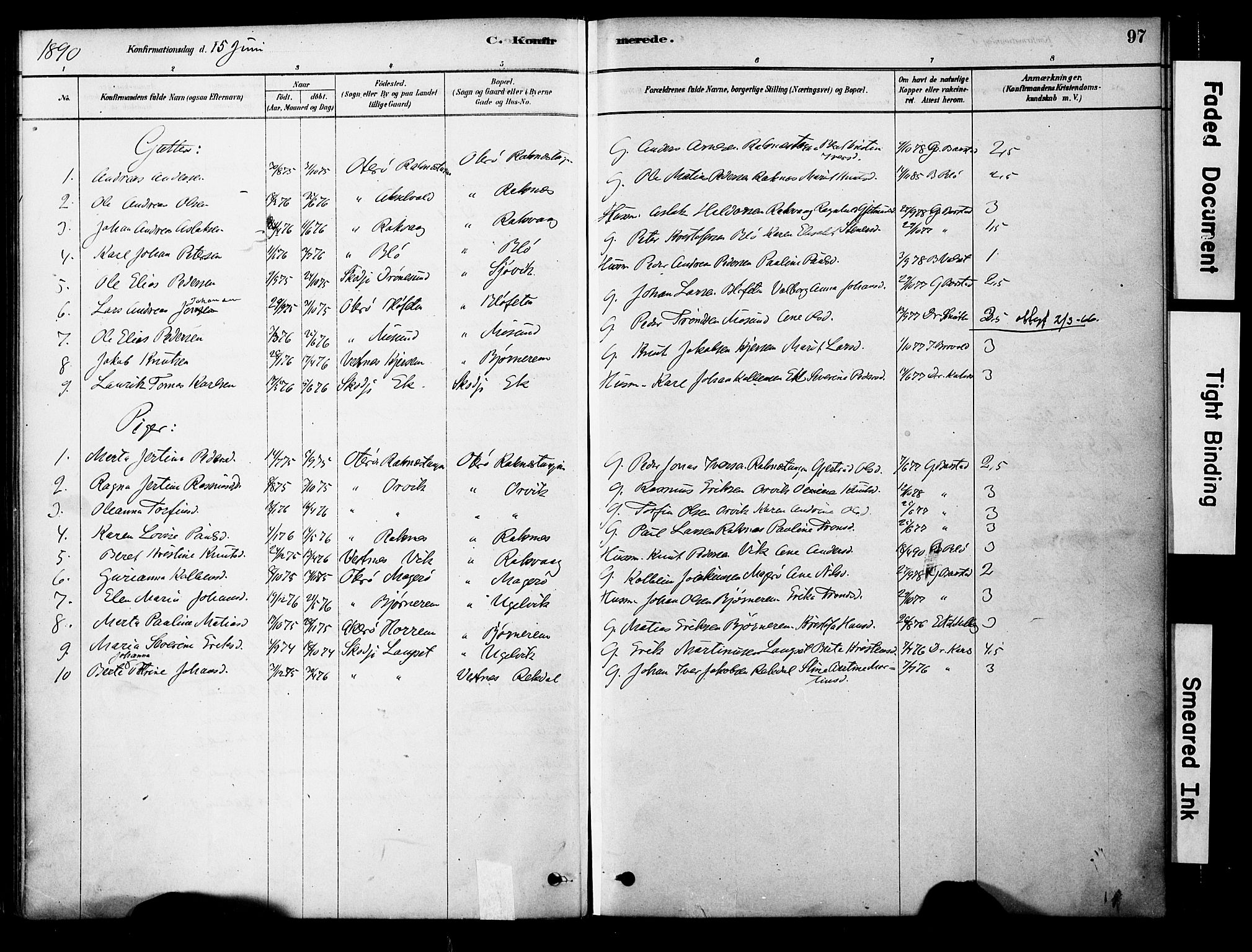 Ministerialprotokoller, klokkerbøker og fødselsregistre - Møre og Romsdal, AV/SAT-A-1454/563/L0736: Parish register (official) no. 563A01, 1878-1903, p. 97