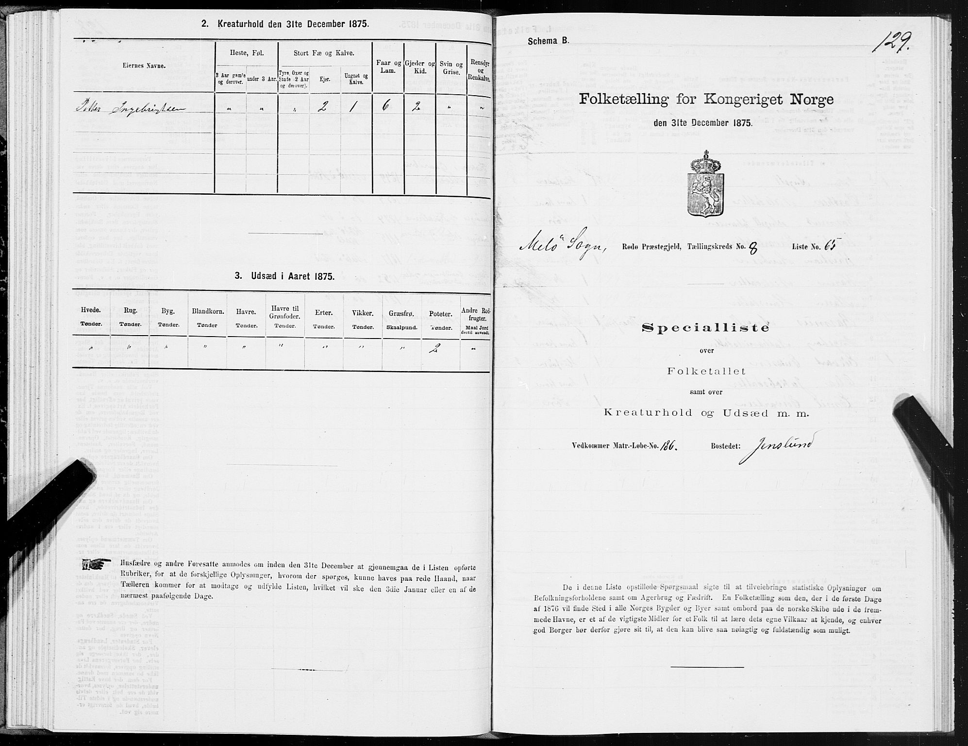 SAT, 1875 census for 1836P Rødøy, 1875, p. 4129