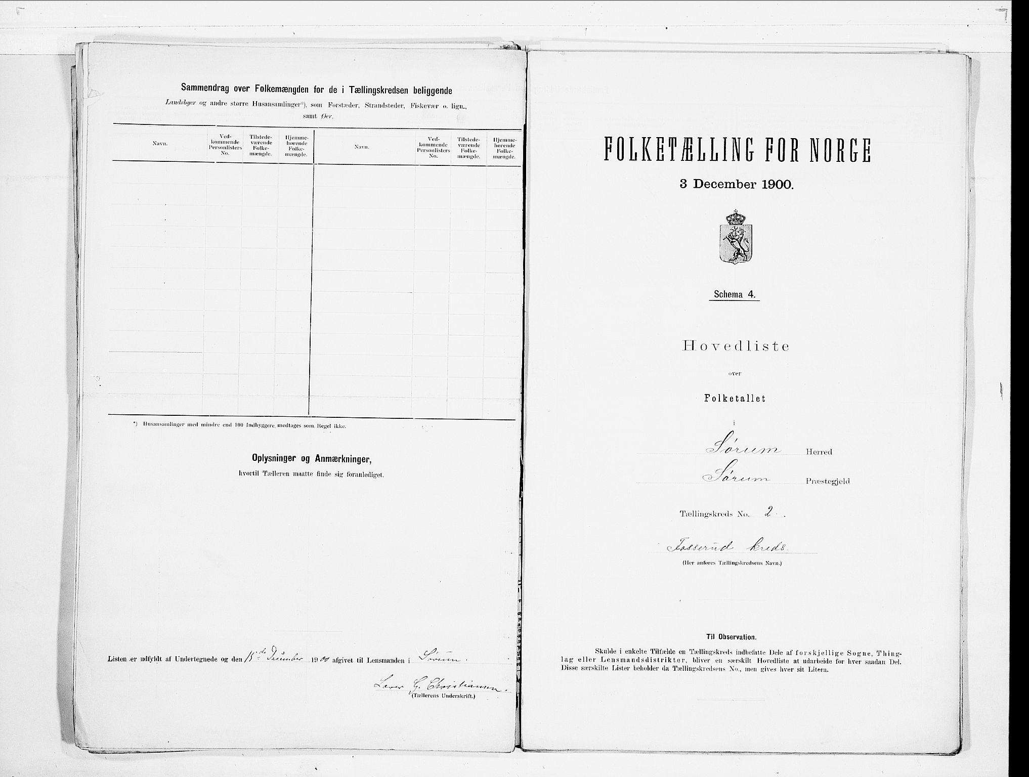 SAO, 1900 census for Sørum, 1900, p. 6