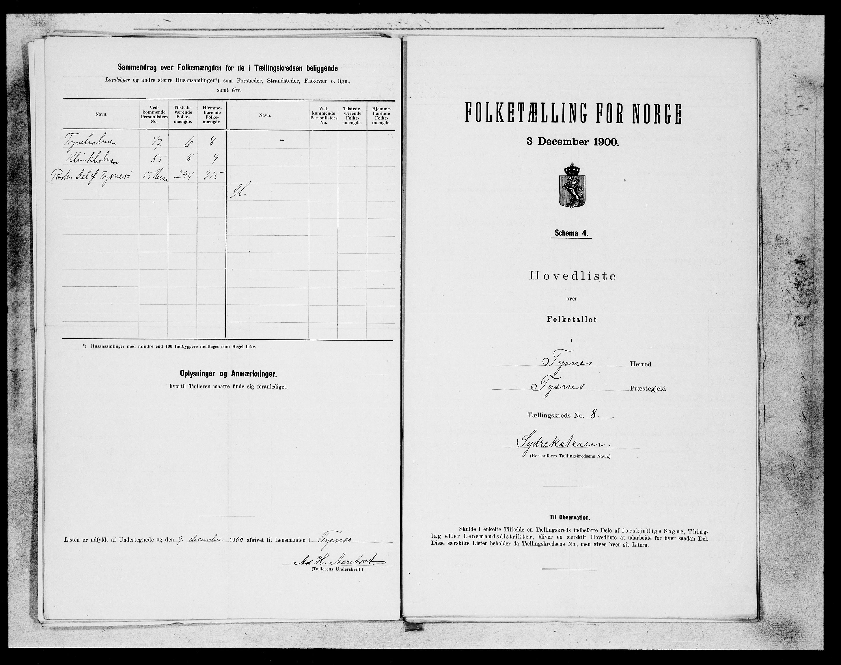 SAB, 1900 census for Tysnes, 1900, p. 17