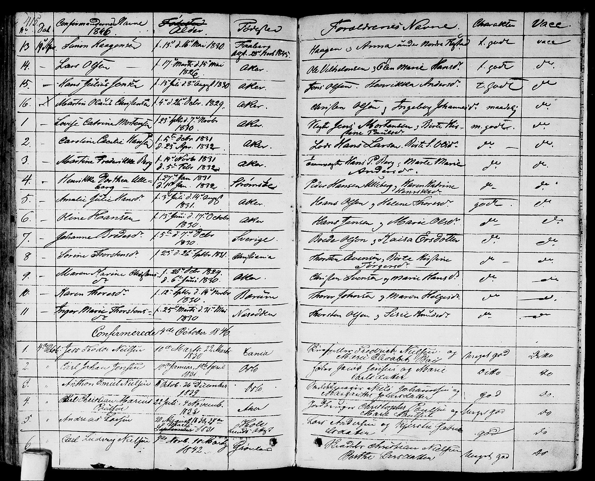Gamlebyen prestekontor Kirkebøker, AV/SAO-A-10884/F/Fa/L0003: Parish register (official) no. 3, 1829-1849, p. 415