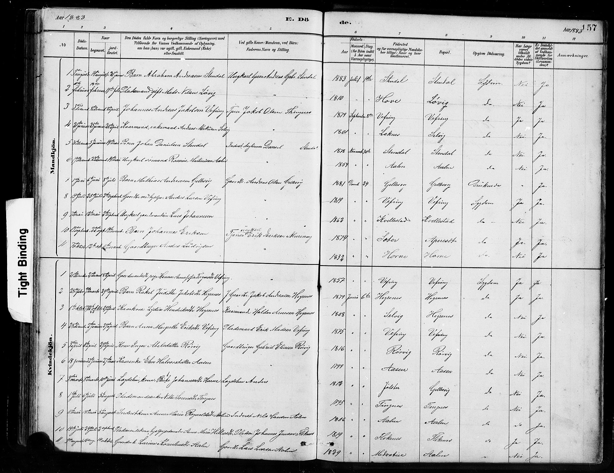 Førde sokneprestembete, AV/SAB-A-79901/H/Hab/Habe/L0001: Parish register (copy) no. E 1, 1881-1920, p. 157