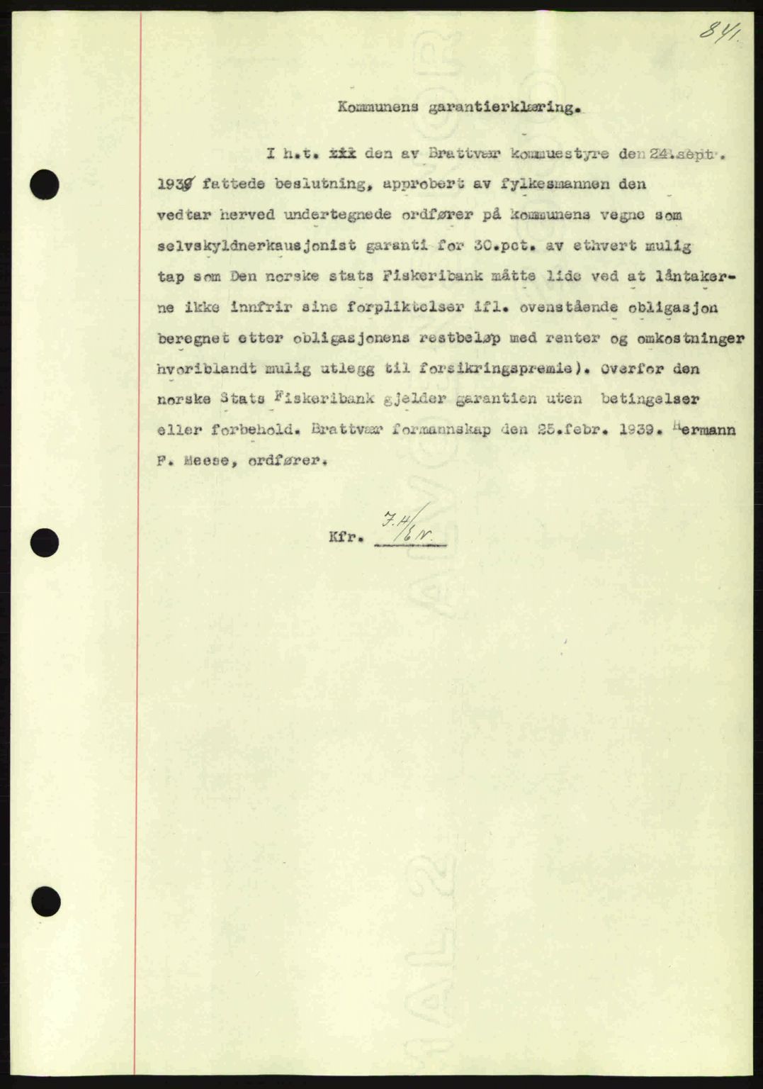 Nordmøre sorenskriveri, AV/SAT-A-4132/1/2/2Ca: Mortgage book no. B84, 1938-1939, Diary no: : 529/1939