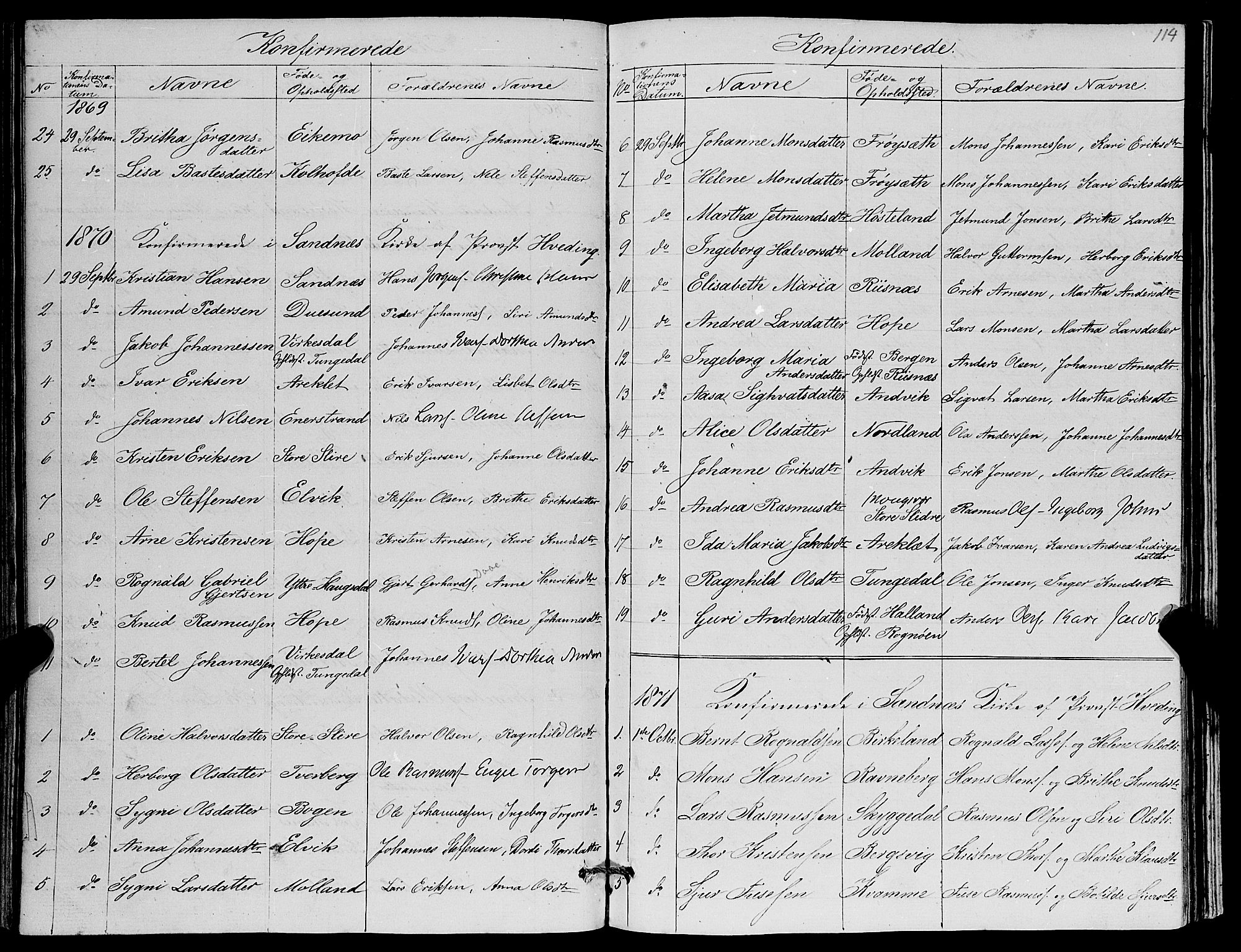 Masfjorden Sokneprestembete, SAB/A-77001: Parish register (copy) no. A 1, 1851-1875, p. 114