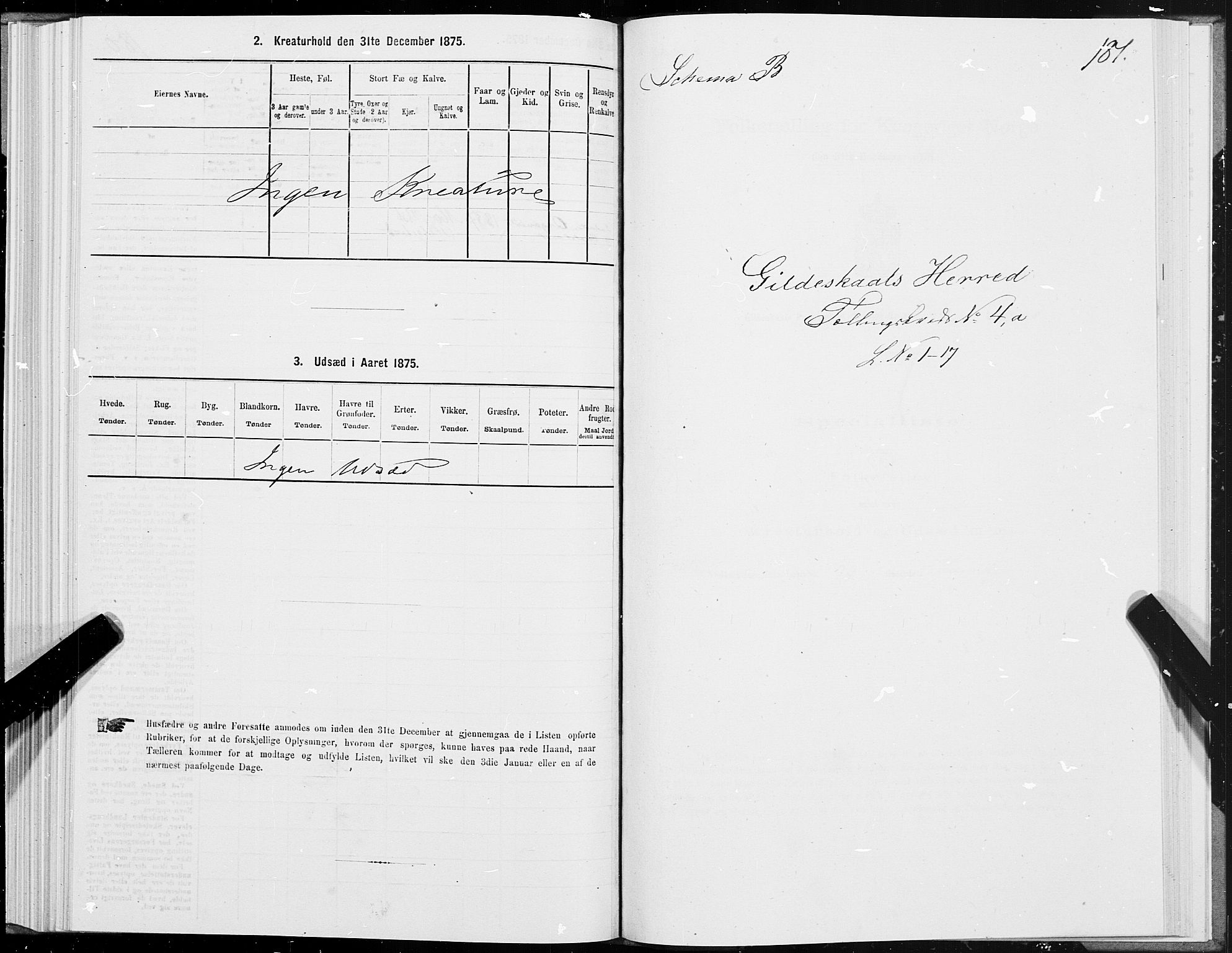SAT, 1875 census for 1838P Gildeskål, 1875, p. 2181