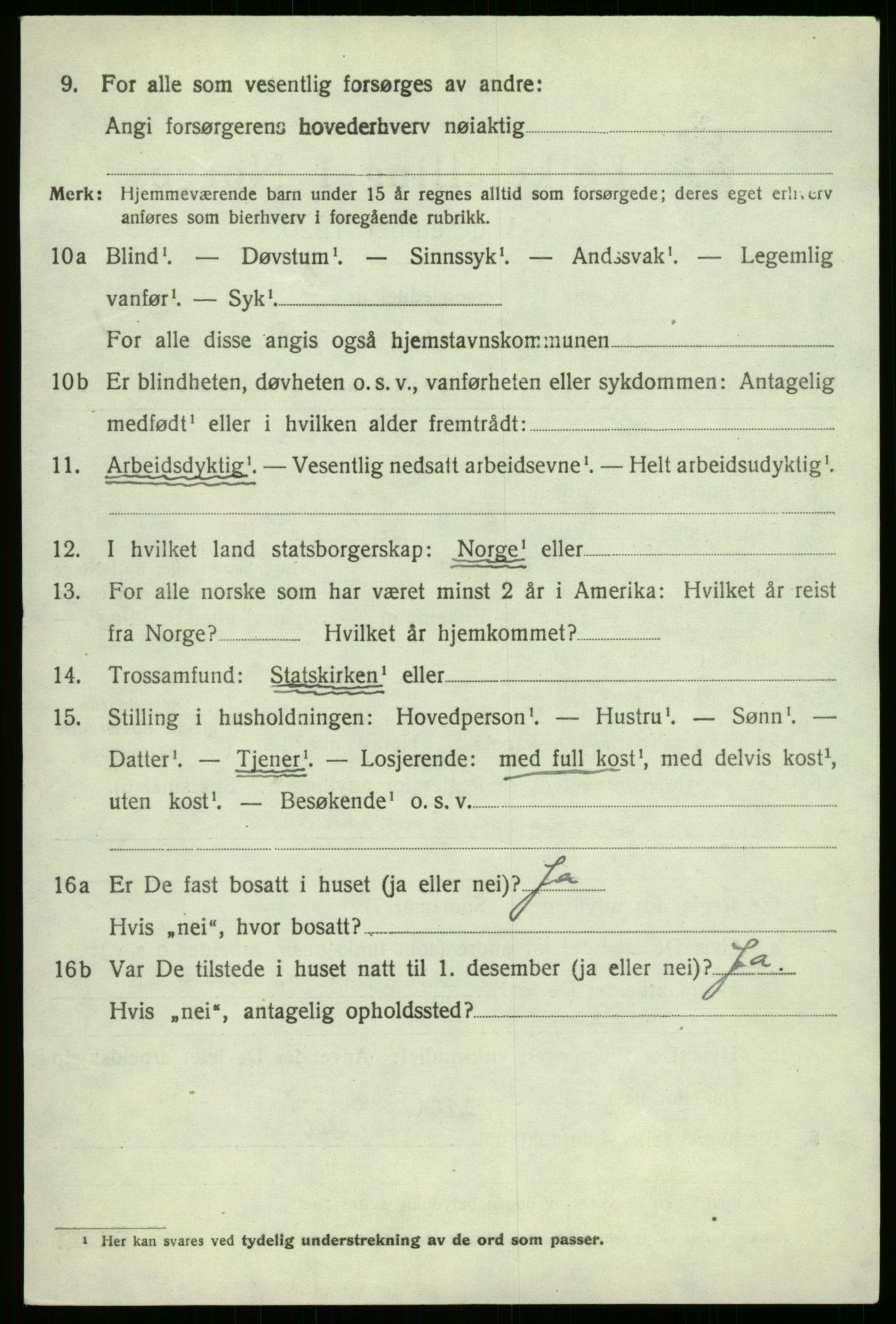 SAB, 1920 census for Aurland, 1920, p. 1819