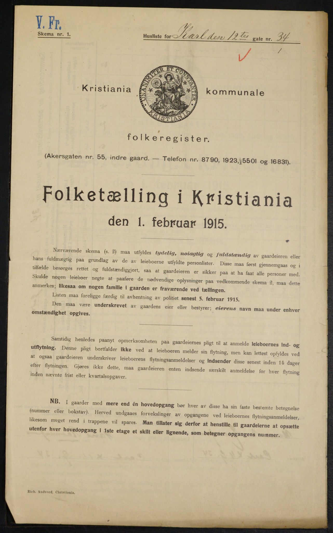 OBA, Municipal Census 1915 for Kristiania, 1915, p. 48178