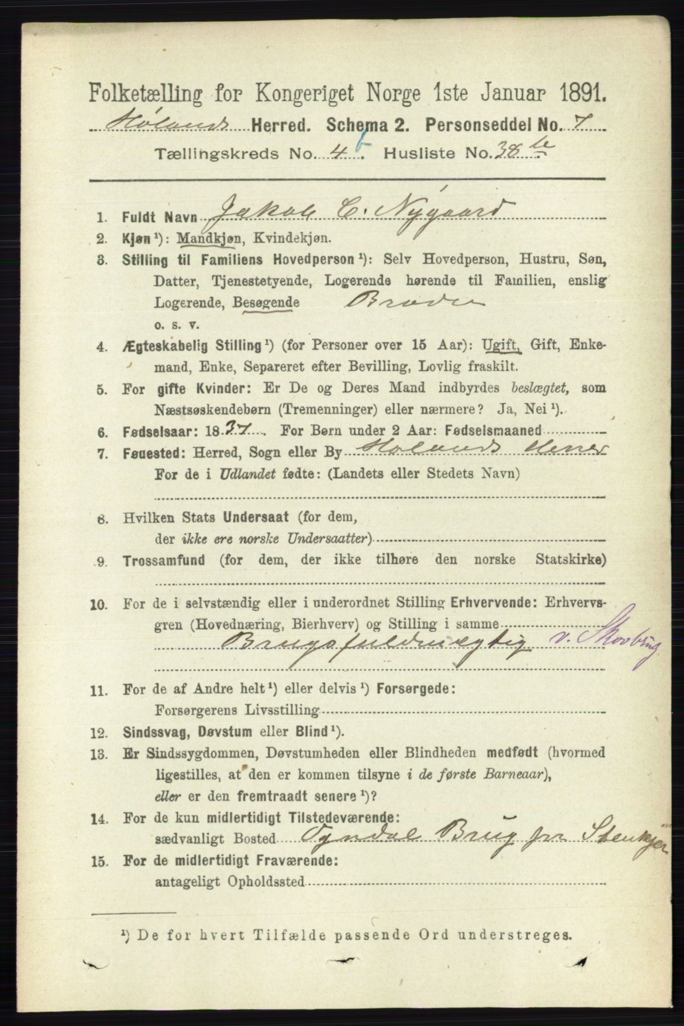 RA, 1891 census for 0221 Høland, 1891, p. 3370