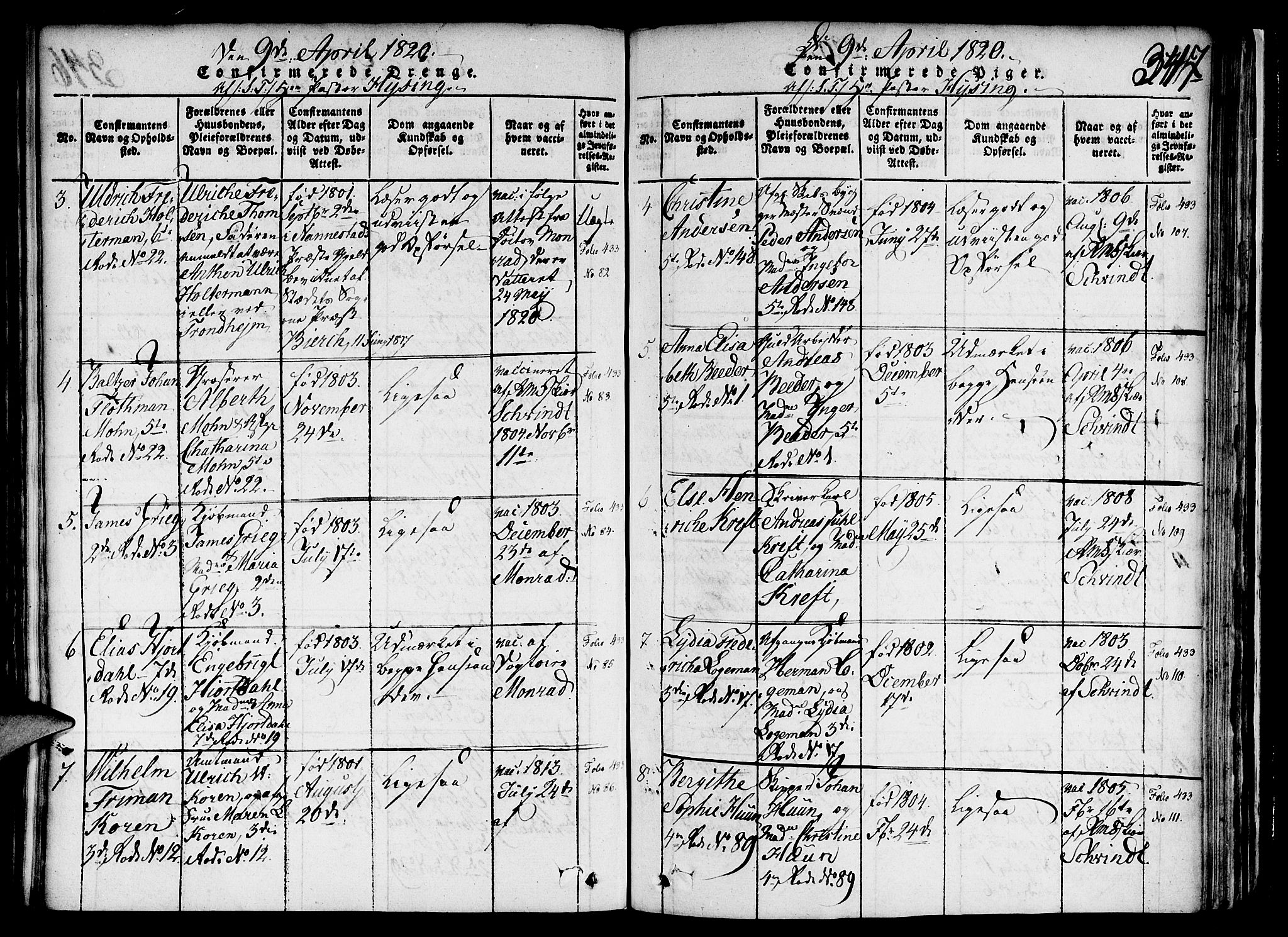 Nykirken Sokneprestembete, SAB/A-77101/H/Haa/L0011: Parish register (official) no. A 11, 1816-1821, p. 347