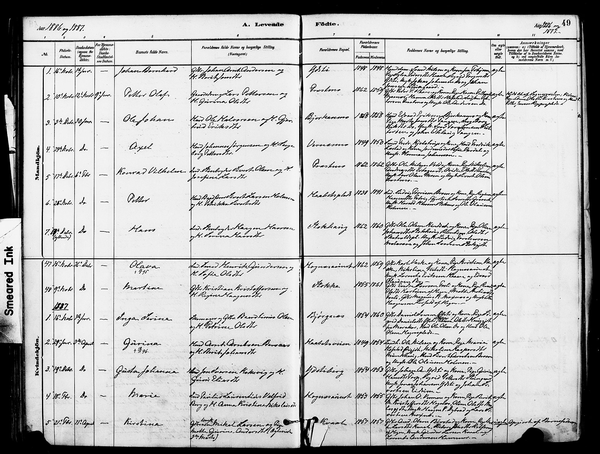Ministerialprotokoller, klokkerbøker og fødselsregistre - Nord-Trøndelag, SAT/A-1458/709/L0077: Parish register (official) no. 709A17, 1880-1895, p. 49