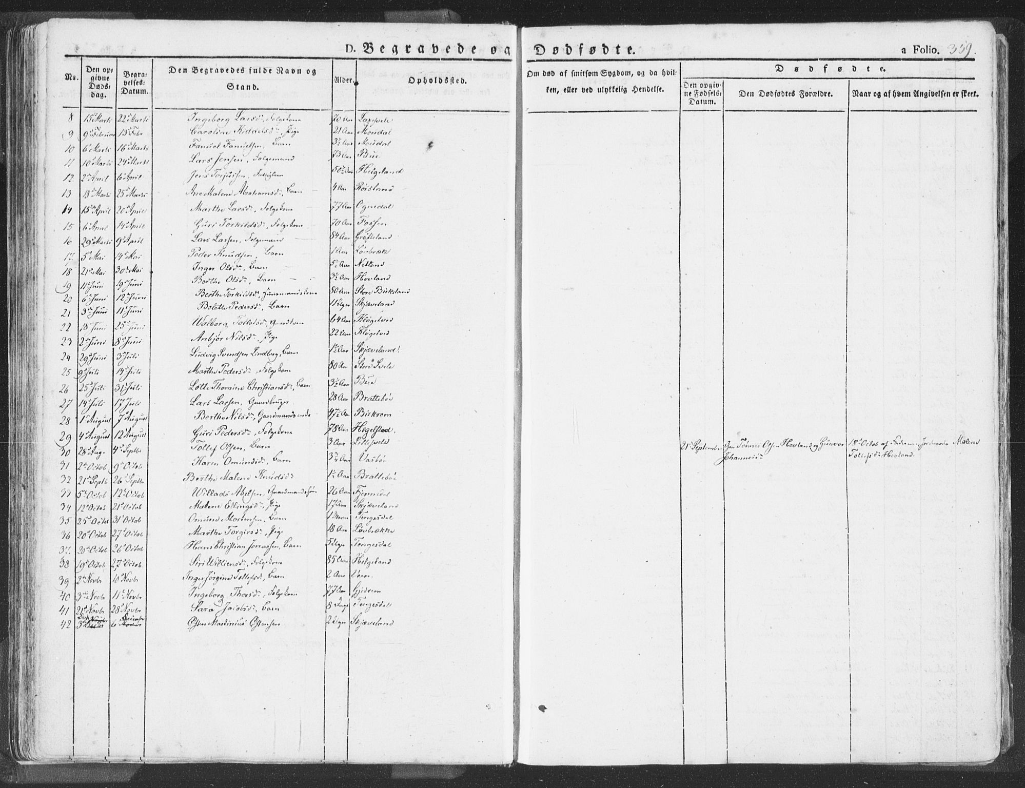 Helleland sokneprestkontor, SAST/A-101810: Parish register (official) no. A 6.2, 1834-1863, p. 359