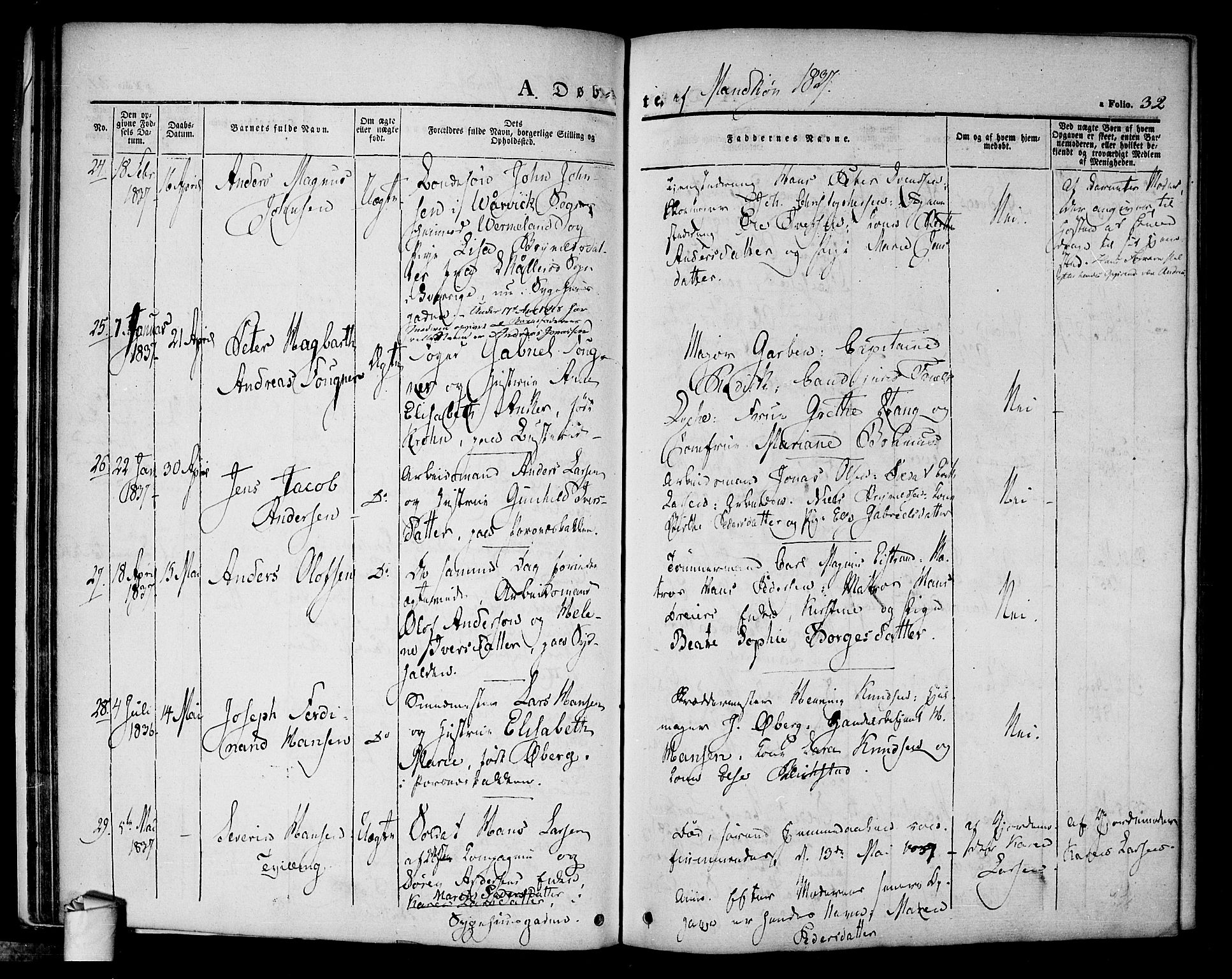 Halden prestekontor Kirkebøker, AV/SAO-A-10909/F/Fa/L0005: Parish register (official) no. I 5, 1834-1845, p. 32