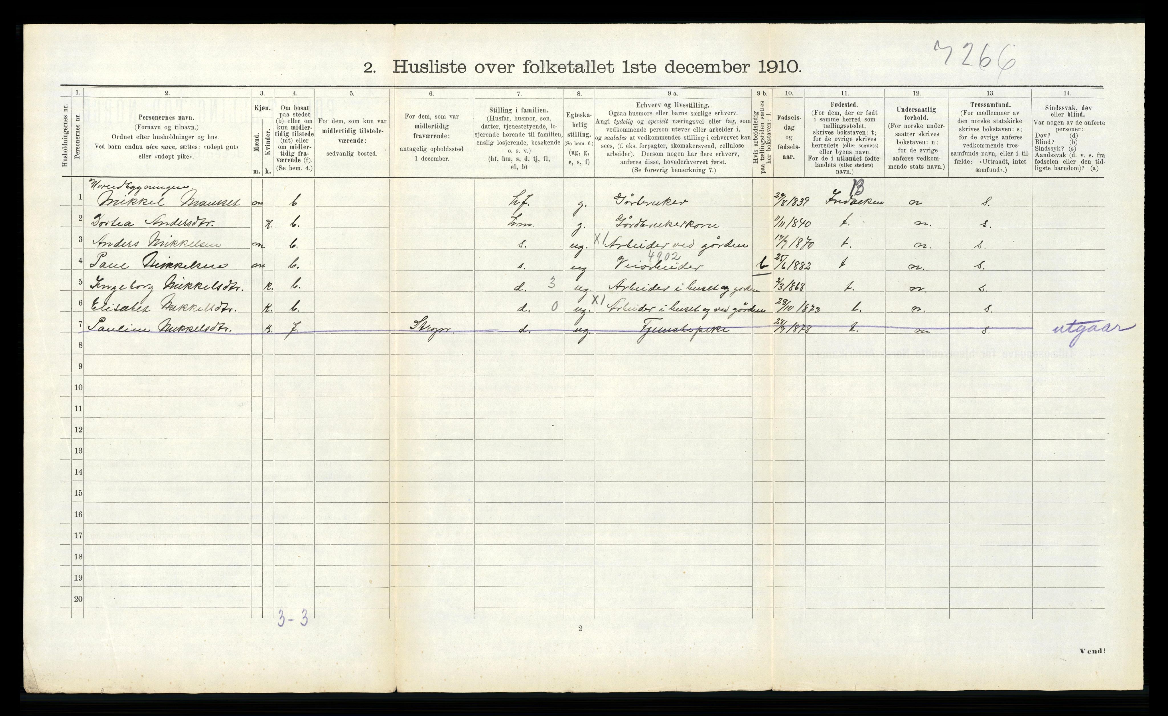 RA, 1910 census for Hornindal, 1910, p. 479