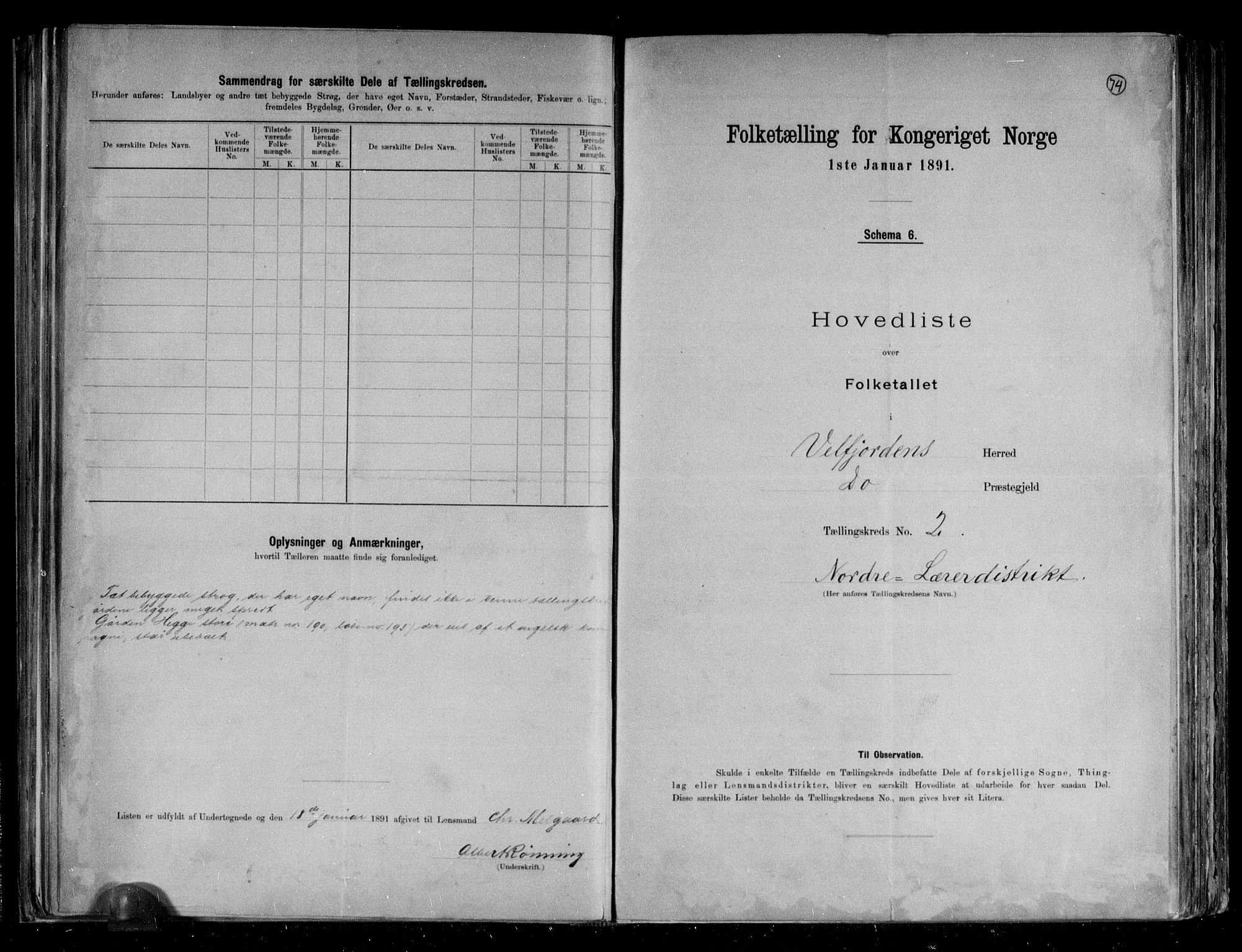 RA, 1891 census for 1813 Velfjord, 1891, p. 7