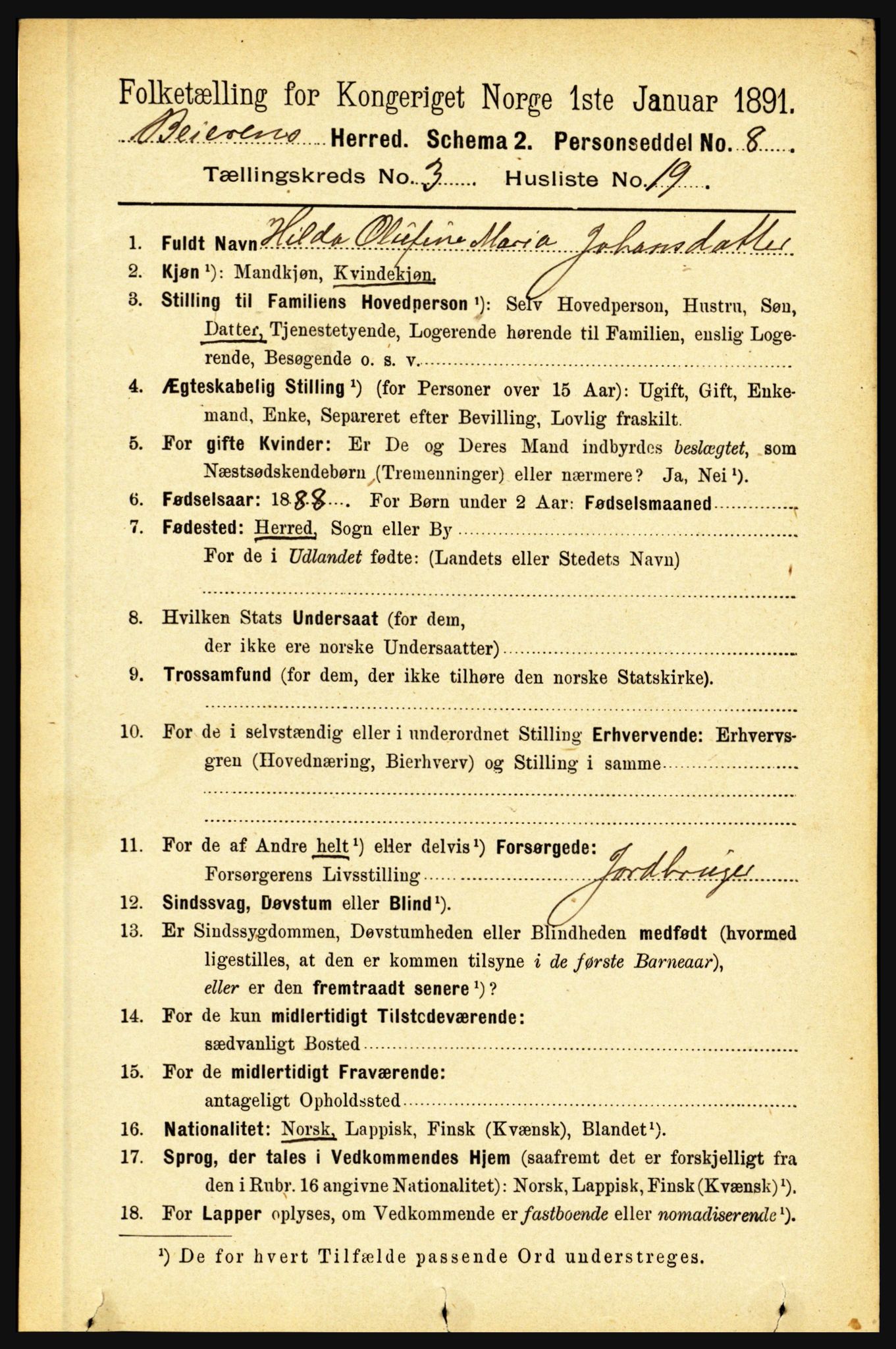 RA, 1891 census for 1839 Beiarn, 1891, p. 1139