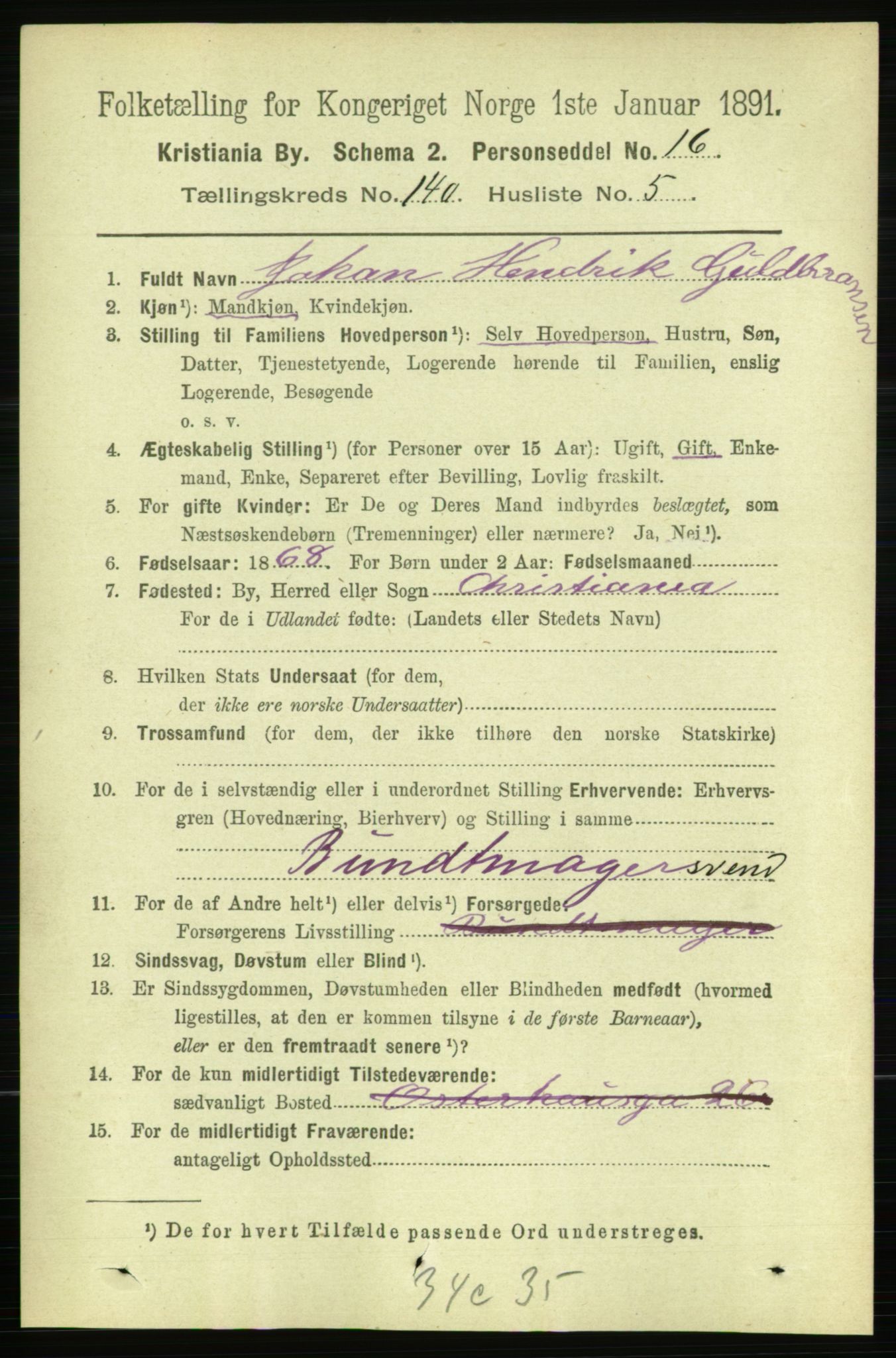 RA, 1891 census for 0301 Kristiania, 1891, p. 77686