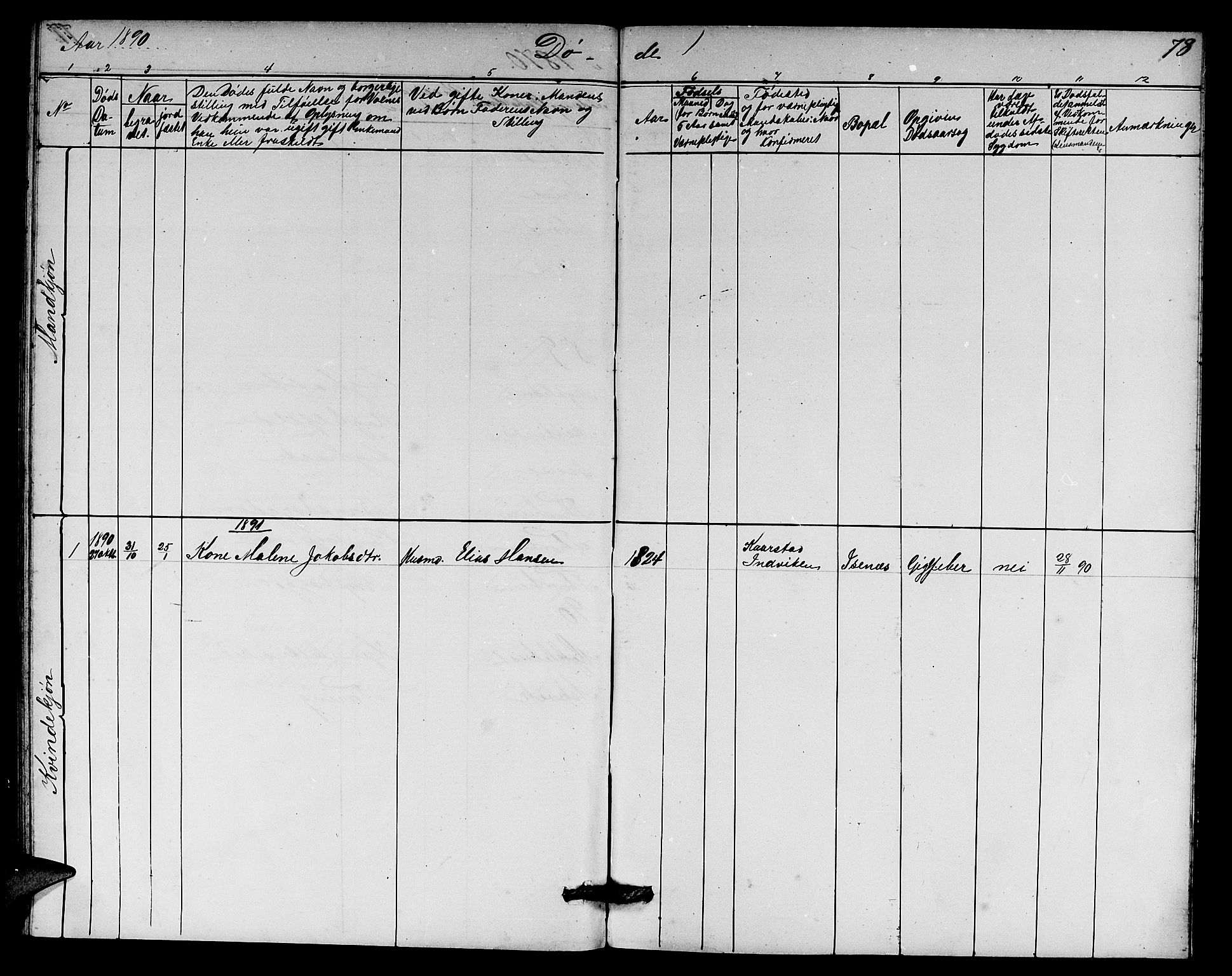 Davik sokneprestembete, AV/SAB-A-79701/H/Hab/Habd/L0001: Parish register (copy) no. D 1, 1866-1891, p. 78